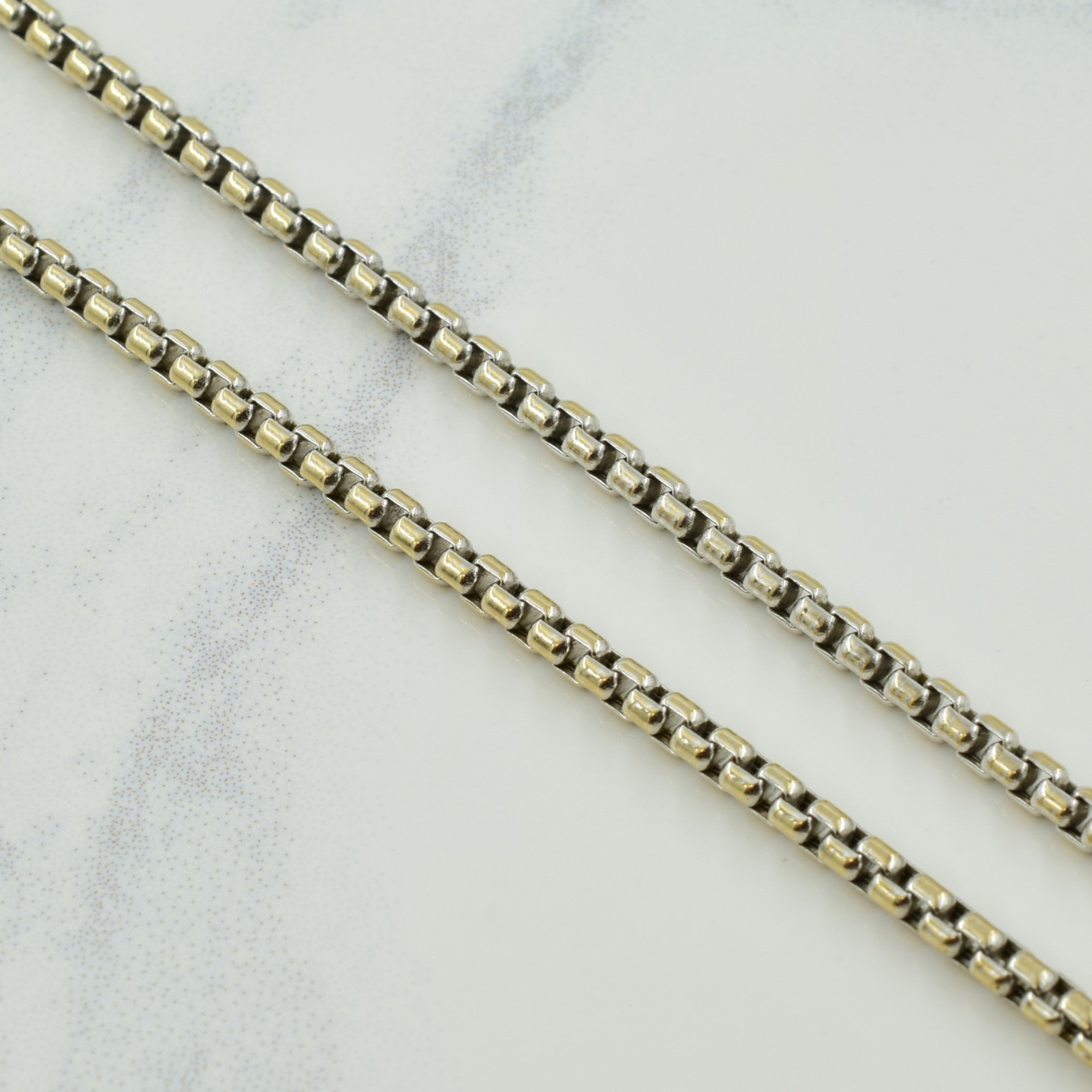 18k White Gold Italian Hallmark Box Chain | 16.5" |