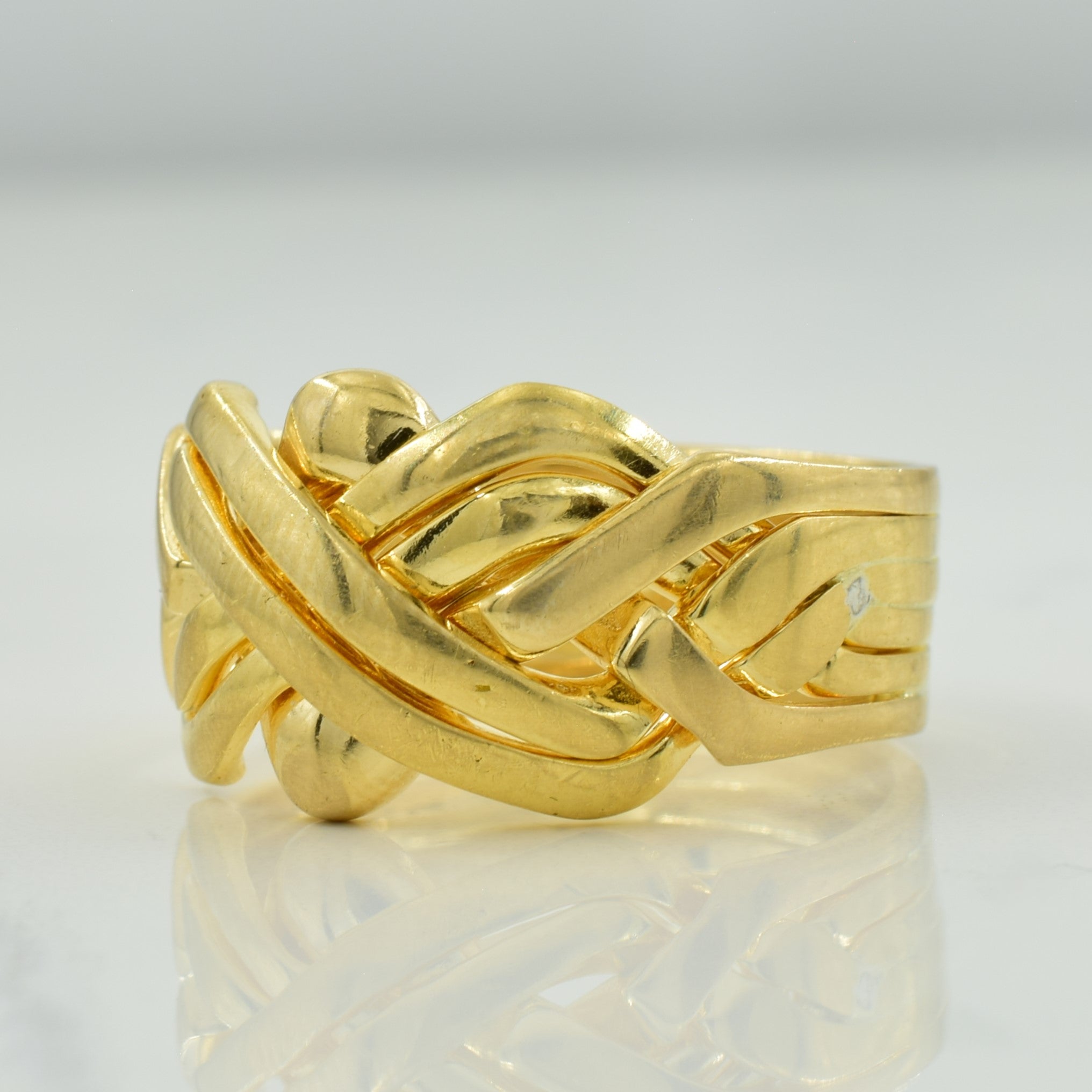 Bague puzzle italienne en or jaune 18 carats | Taille 11,25 |