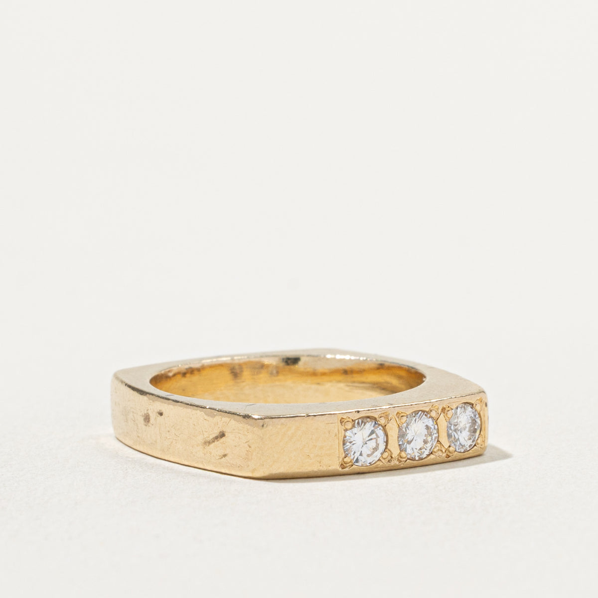 10k Three Stone Diamond Soft-Square Band | 0.30ctw | 4.14mm | SZ 6.75