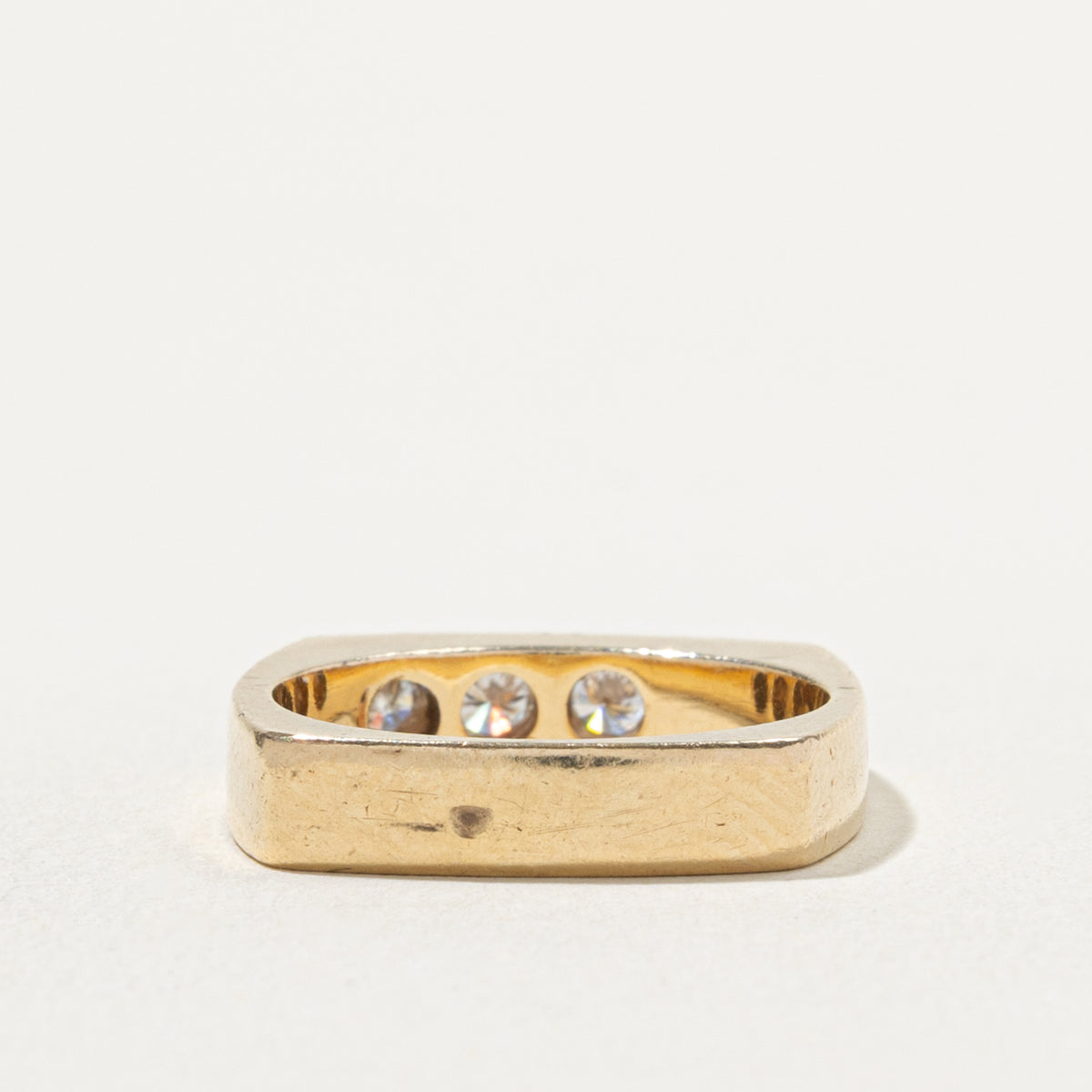 10k Three Stone Diamond Soft-Square Band | 0.30ctw | 4.14mm | SZ 6.75