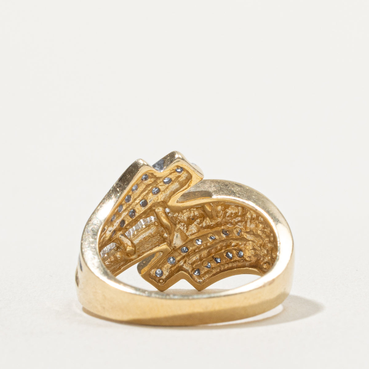 10k Multi Row Diamond Wave Bypass Ring | 0.40ctw | SZ 6.75