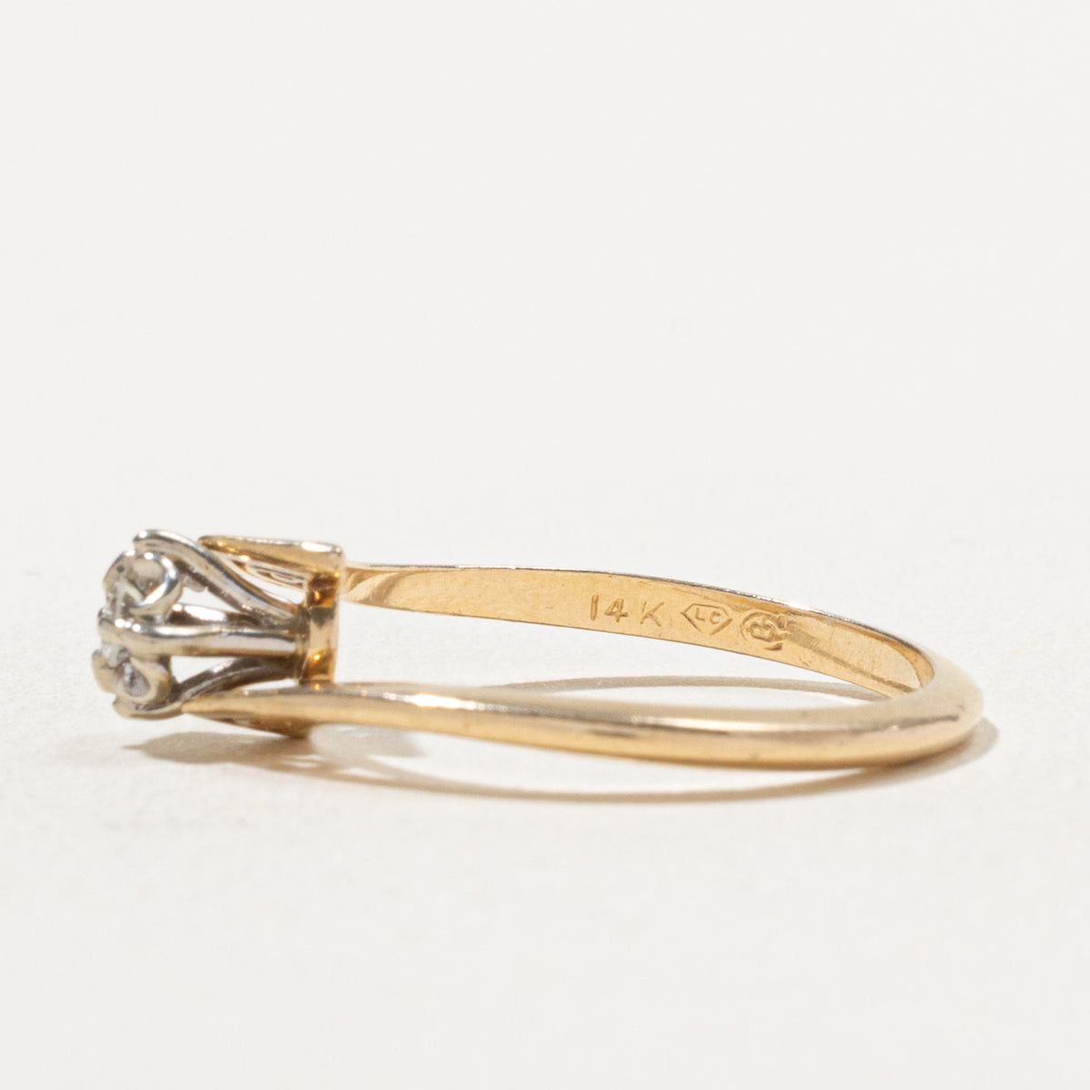 Vintage Canadian Illusion Set Diamond Bypass Ring | 0.06ct | SZ 5.75