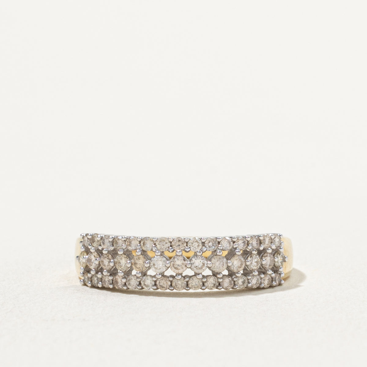 10k Two Tone Multi Row Diamond Band | 0.55ctw | SZ 6.75