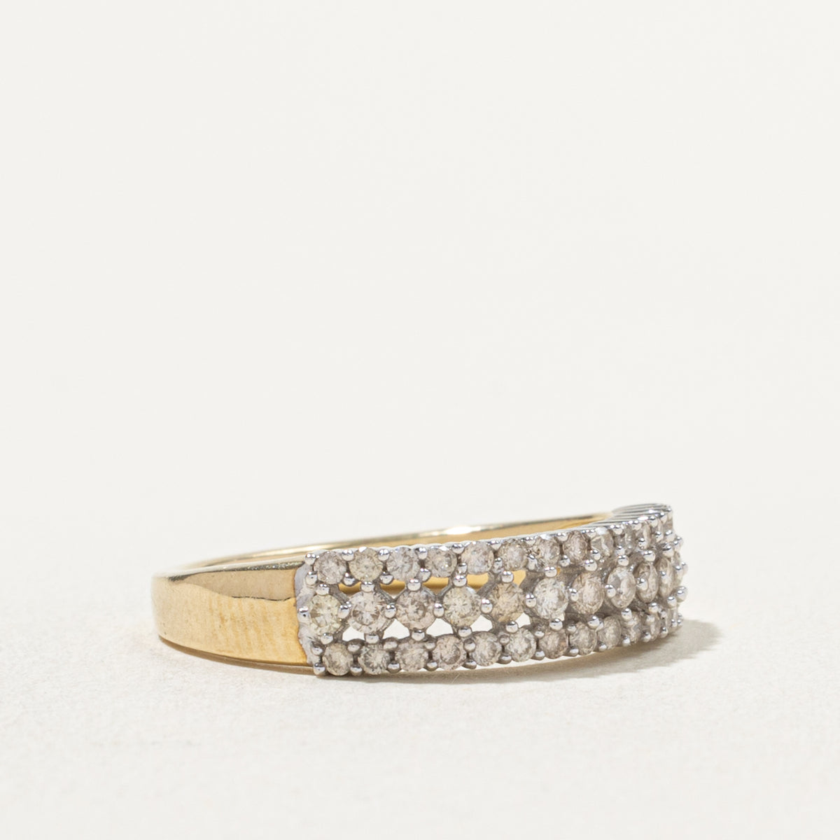 10k Two Tone Multi Row Diamond Band | 0.55ctw | SZ 6.75