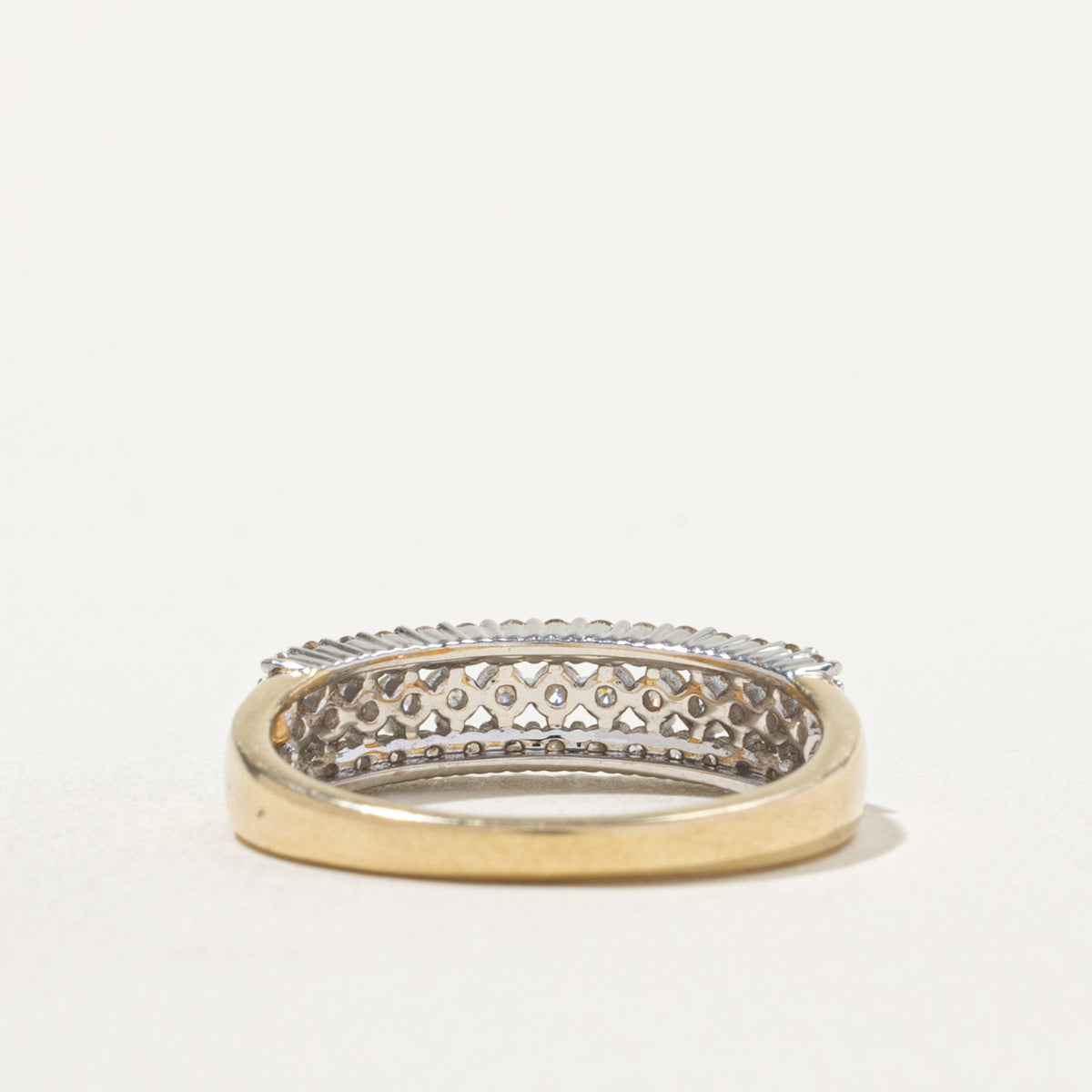 10k Two Tone Multi Row Diamond Band | 0.55ctw | SZ 6.75