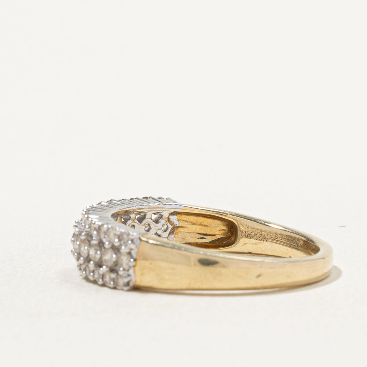 10k Two Tone Multi Row Diamond Band | 0.55ctw | SZ 6.75