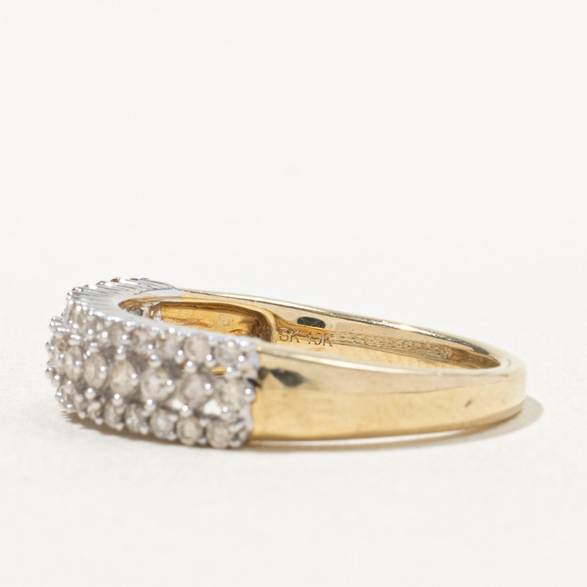 10k Two Tone Multi Row Diamond Band | 0.55ctw | SZ 6.75