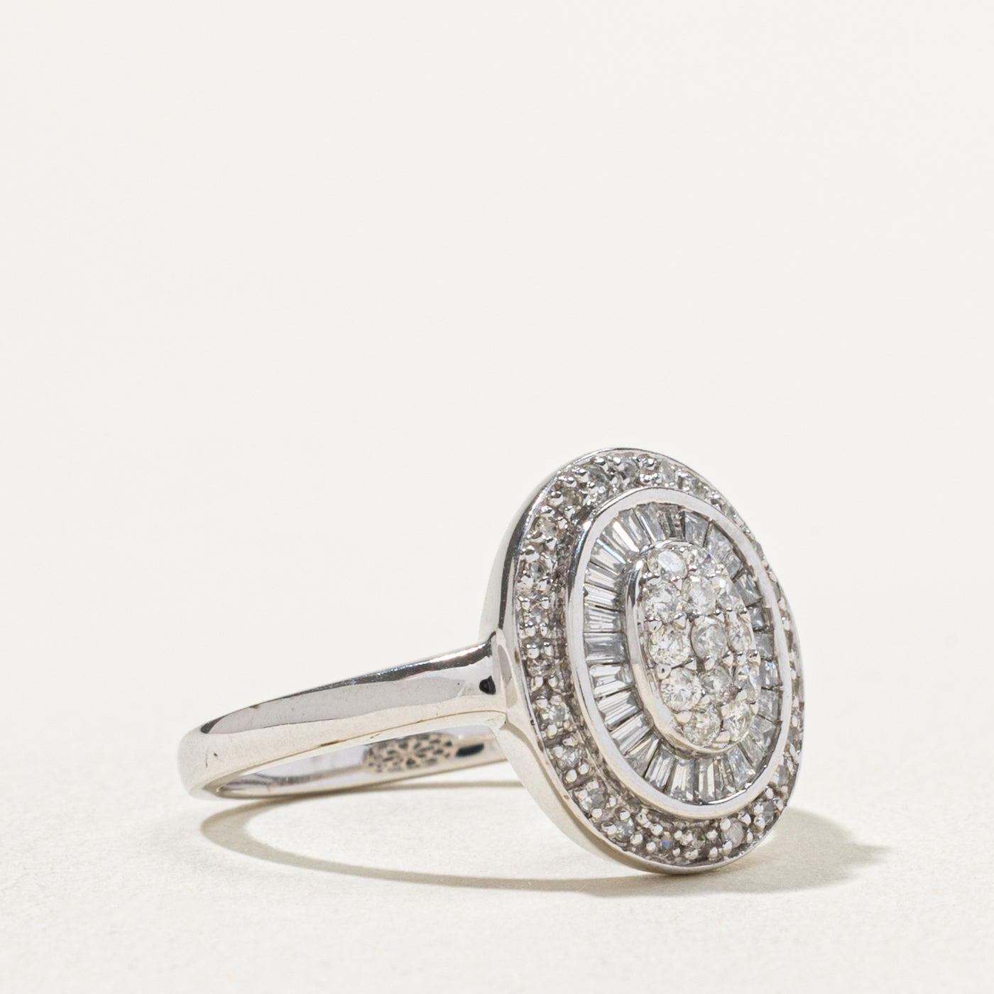10k Mixed Cut Diamond Oval Cluster Halo Ring | 0.78ctw | SZ 7