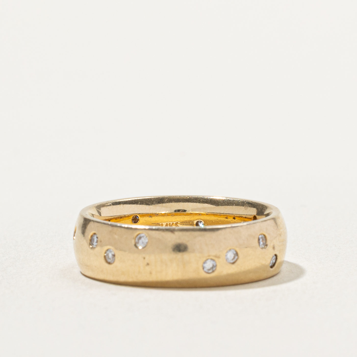 14k Scattered Flush Set Diamond Band | 0.24ctw | 6.00mm | SZ 7