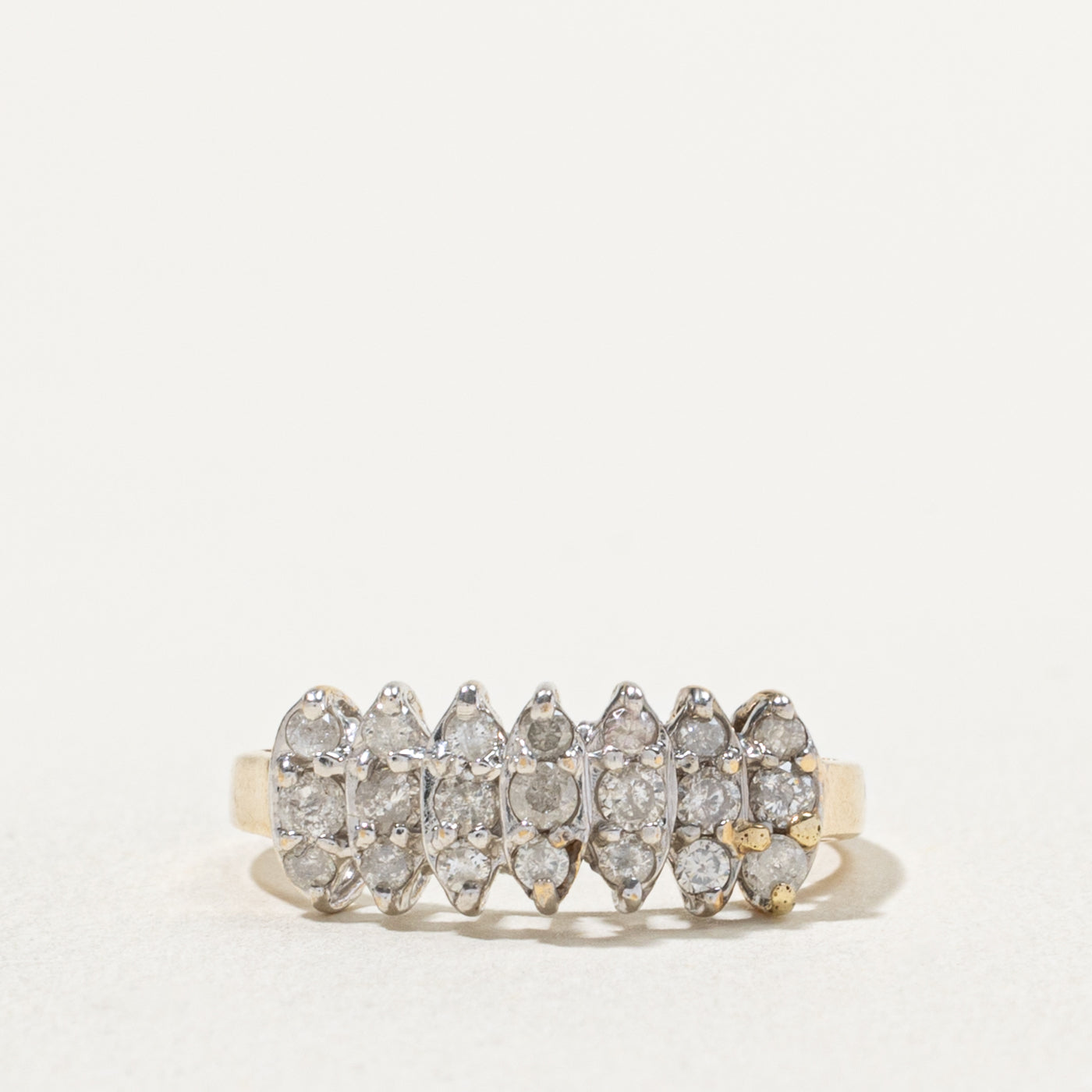 10k Multi Row Diamond Petal Ring | 0.50ctw | SZ 6.75