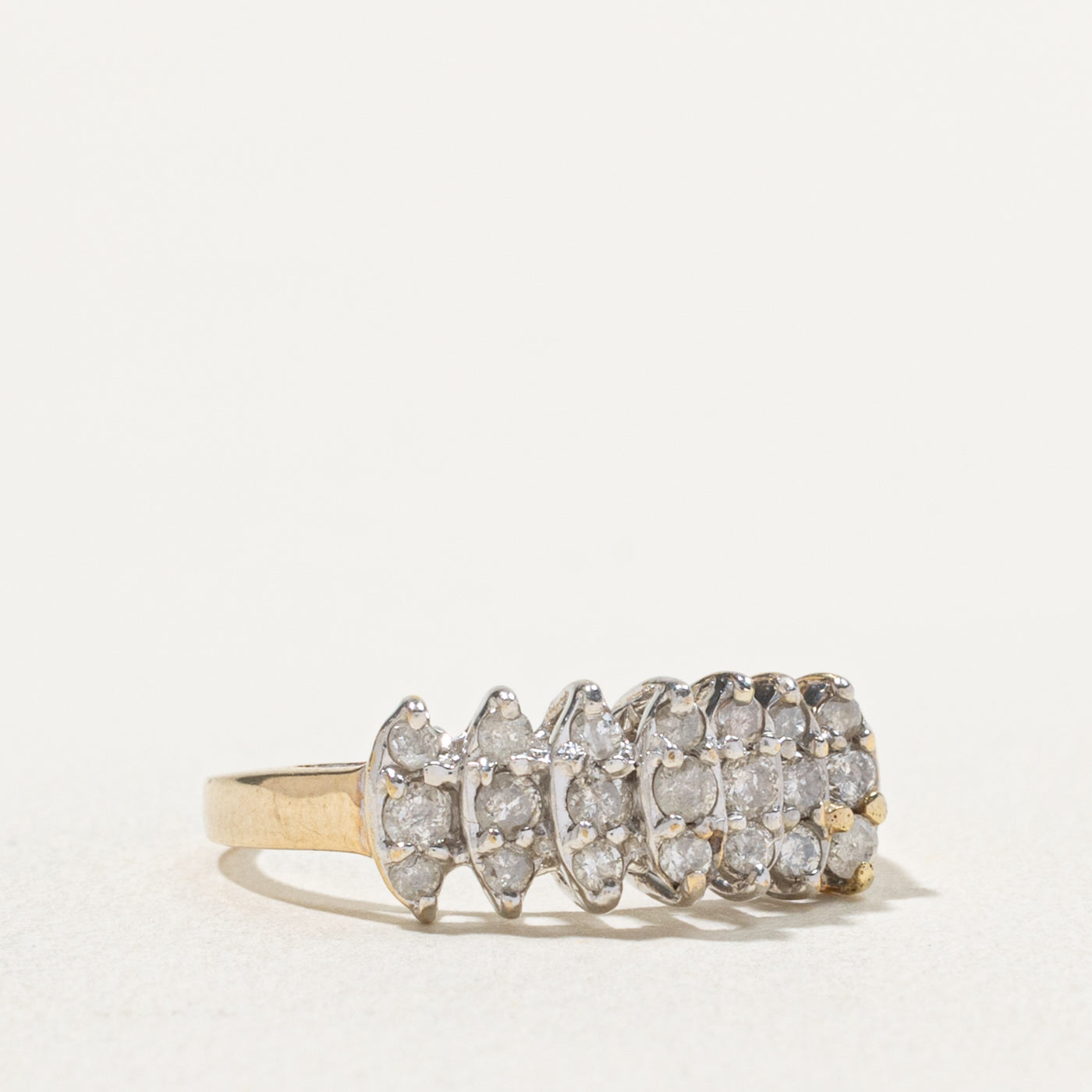 10k Multi Row Diamond Petal Ring | 0.50ctw | SZ 6.75