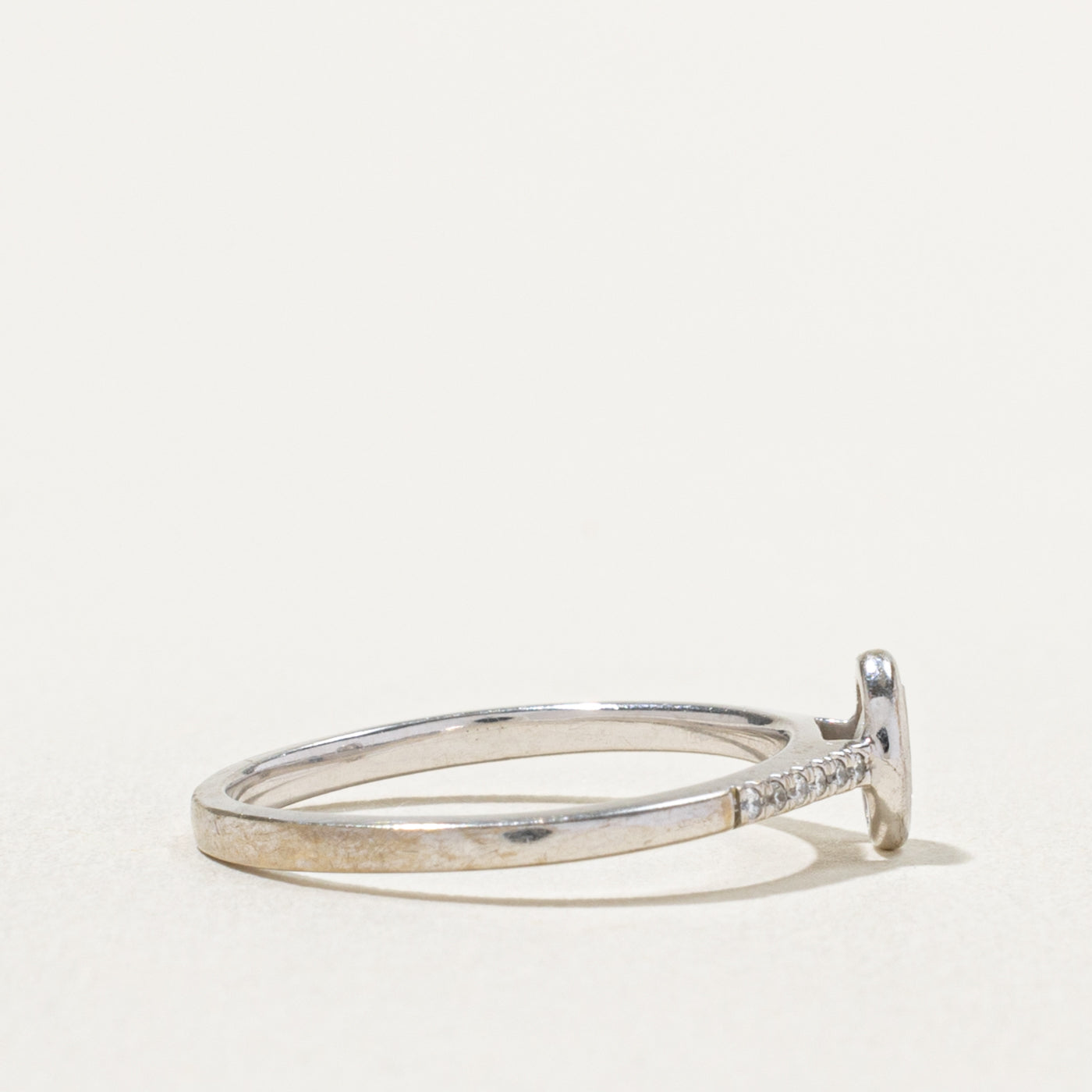 10k Bezel Set Diamond Accented Petite Ring | 0.14ctw | SZ 5.75