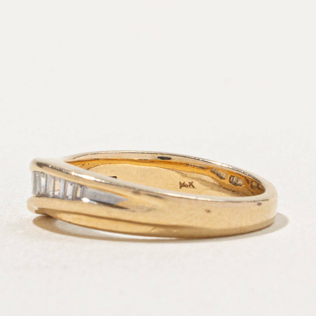 14k Semi Eternity Baguette Cut Diamond Wave Band | 0.12ctw | 4.6mm | SZ 4