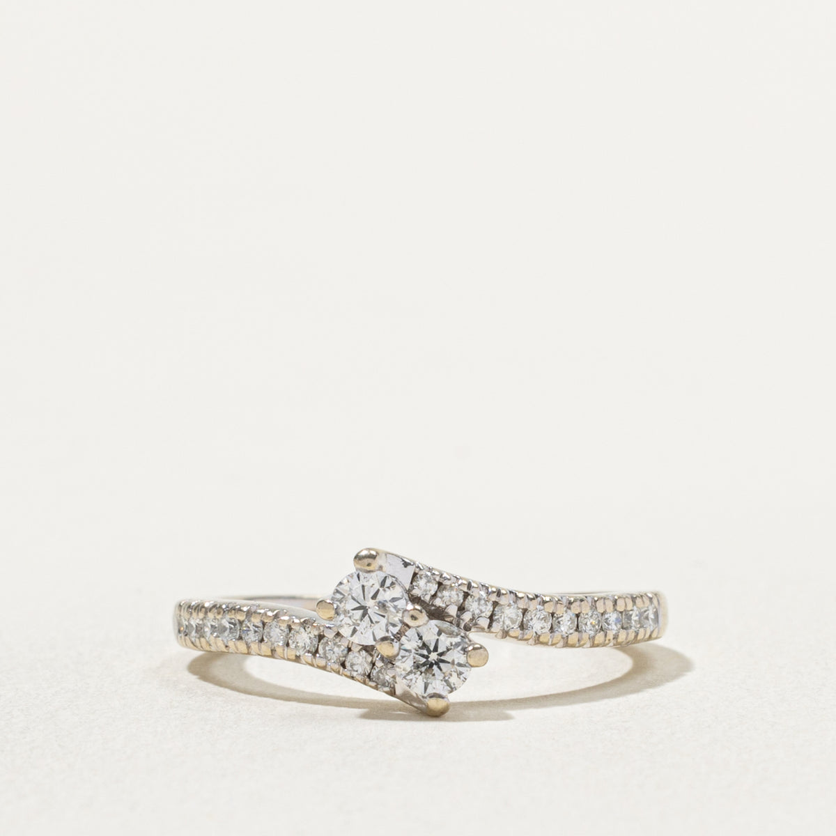 14k Two Stone Diamond Bypass Ring | 0.46ctw | SZ 7.5