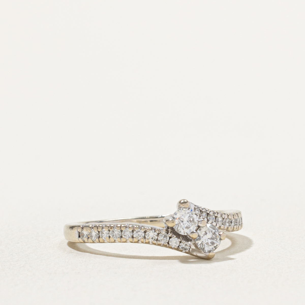 14k Two Stone Diamond Bypass Ring | 0.46ctw | SZ 7.5