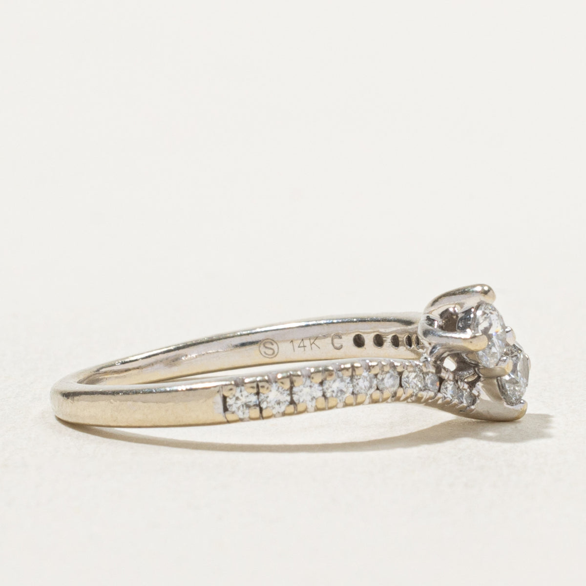 14k Two Stone Diamond Bypass Ring | 0.46ctw | SZ 7.5