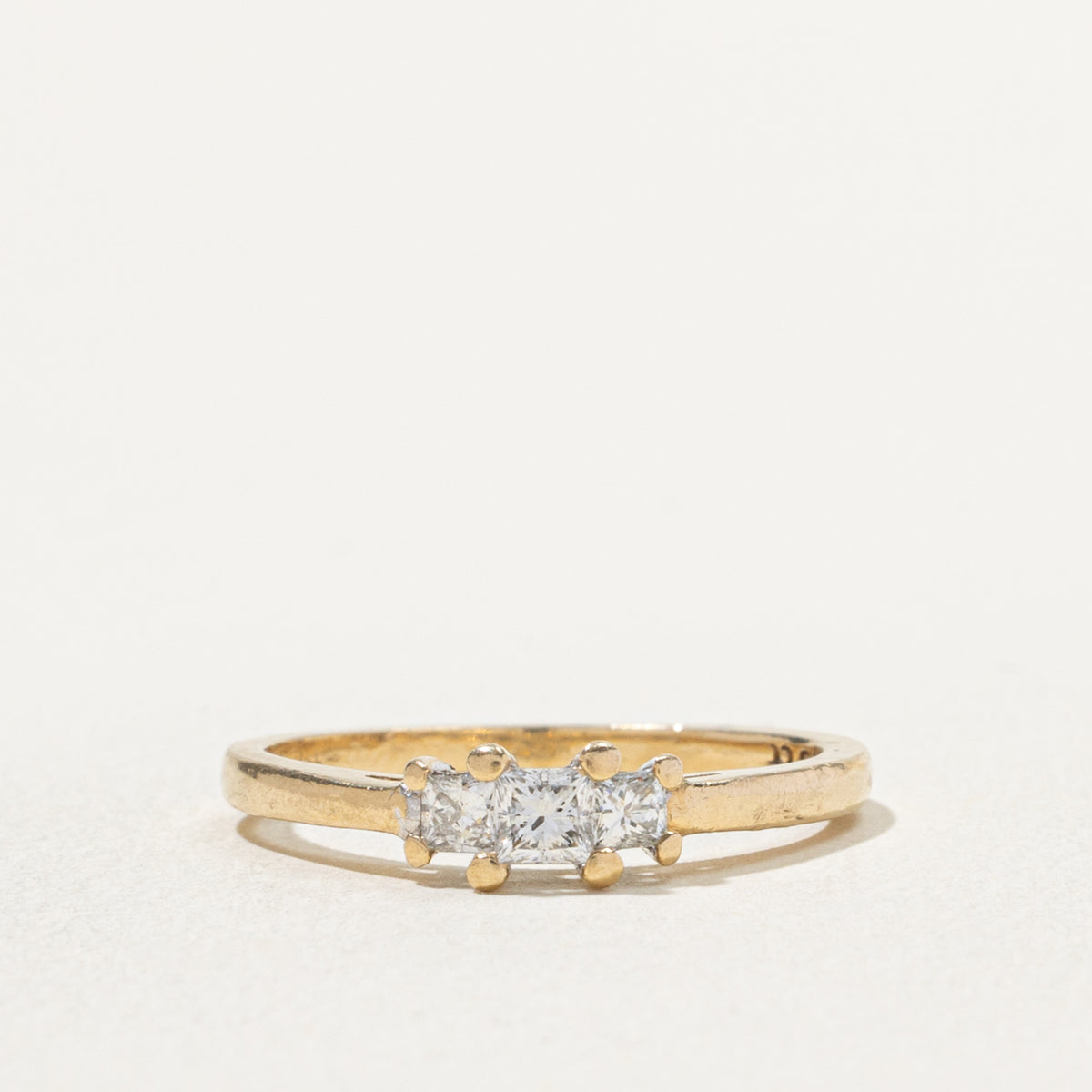 14k Three Stone Princess Cut Diamond Ring | 0.33ctw | SZ 6.5