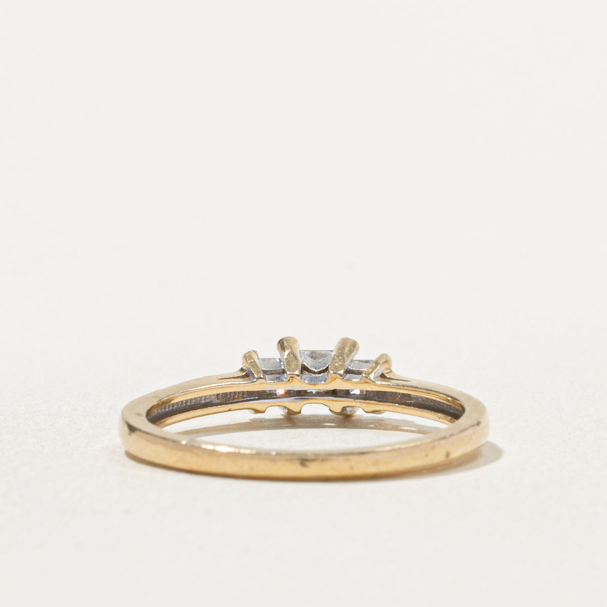 14k Three Stone Princess Cut Diamond Ring | 0.33ctw | SZ 6.5