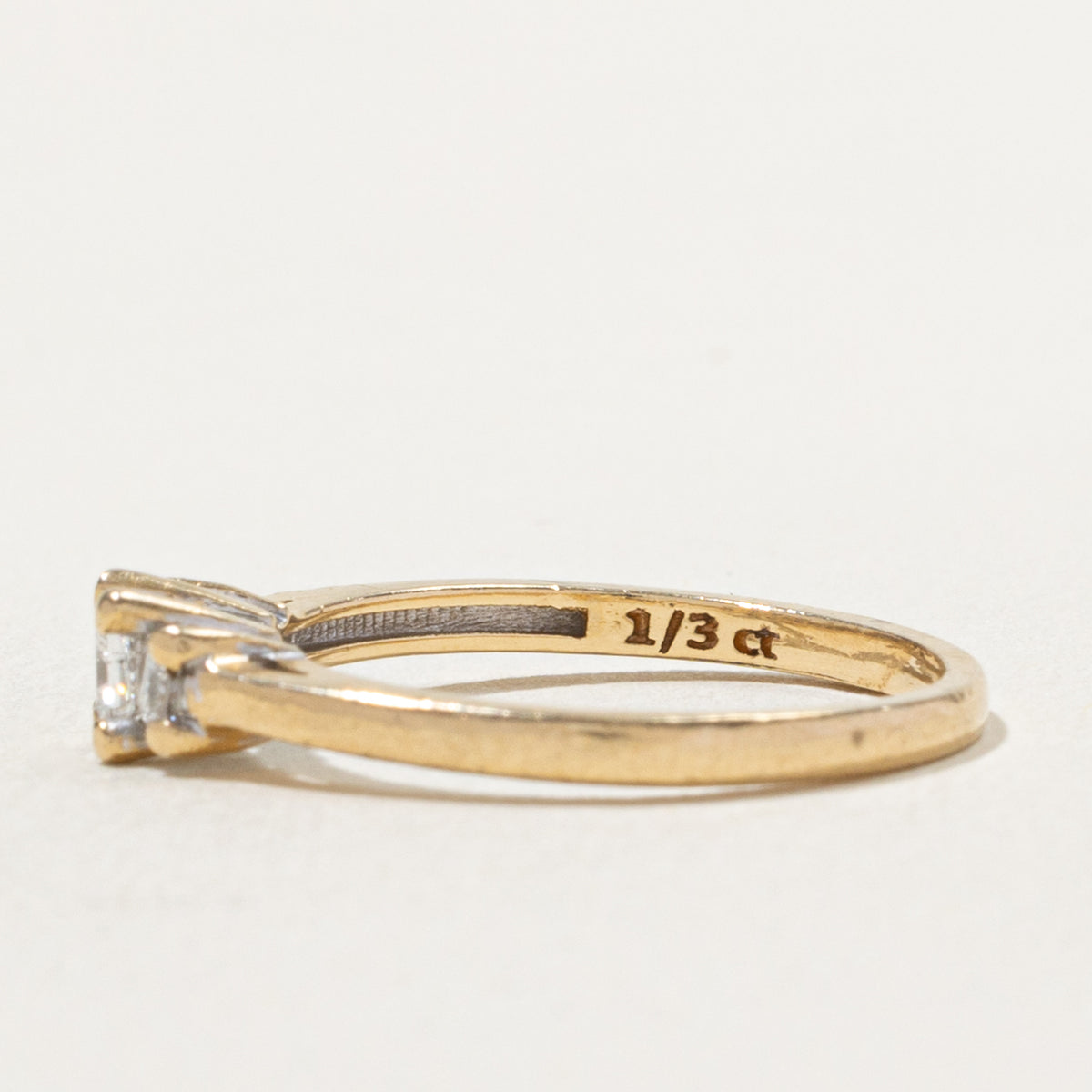 14k Three Stone Princess Cut Diamond Ring | 0.33ctw | SZ 6.5