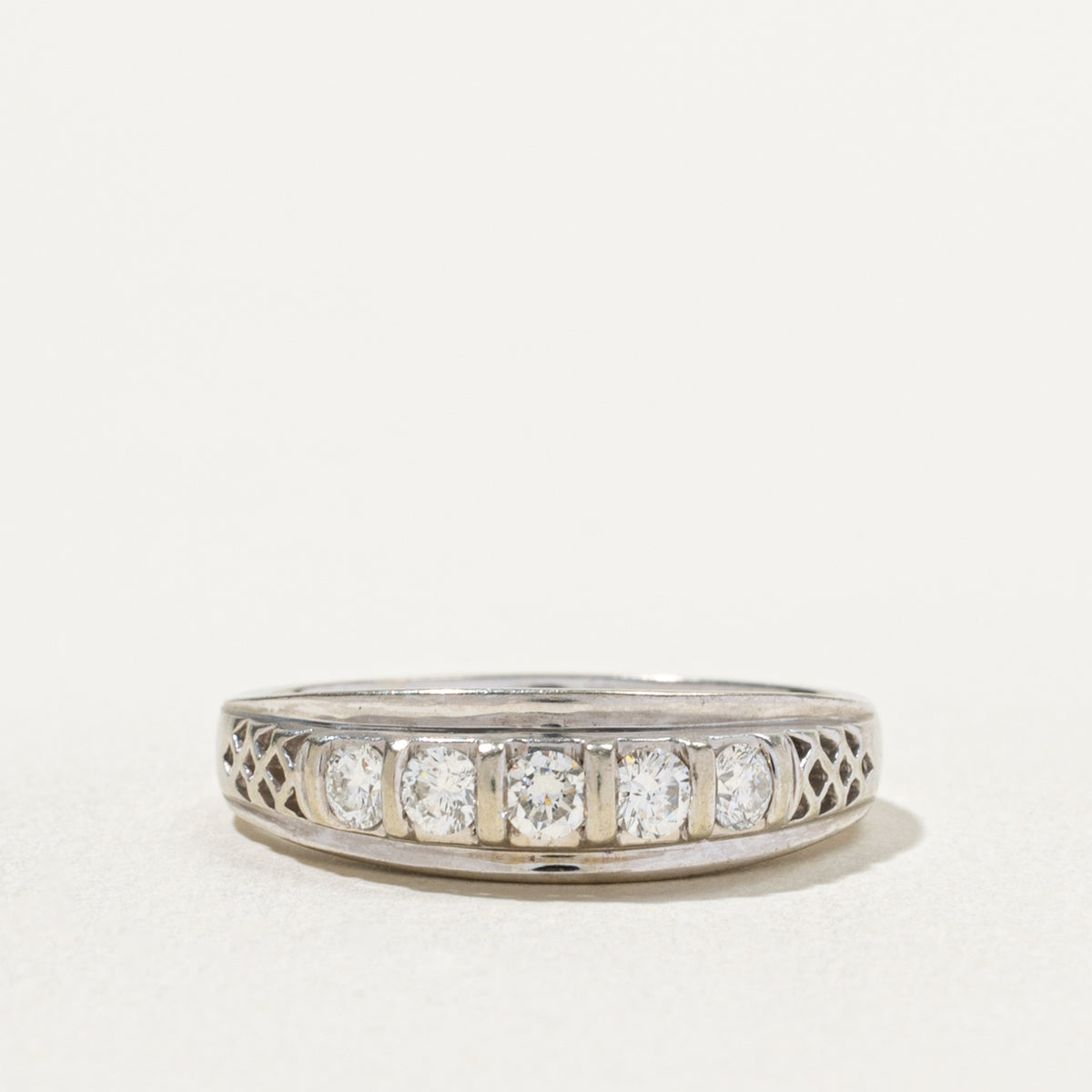 18k Five Stone Diamond Openwork Band | 0.50ctw | 6.54mm | SZ 9.75