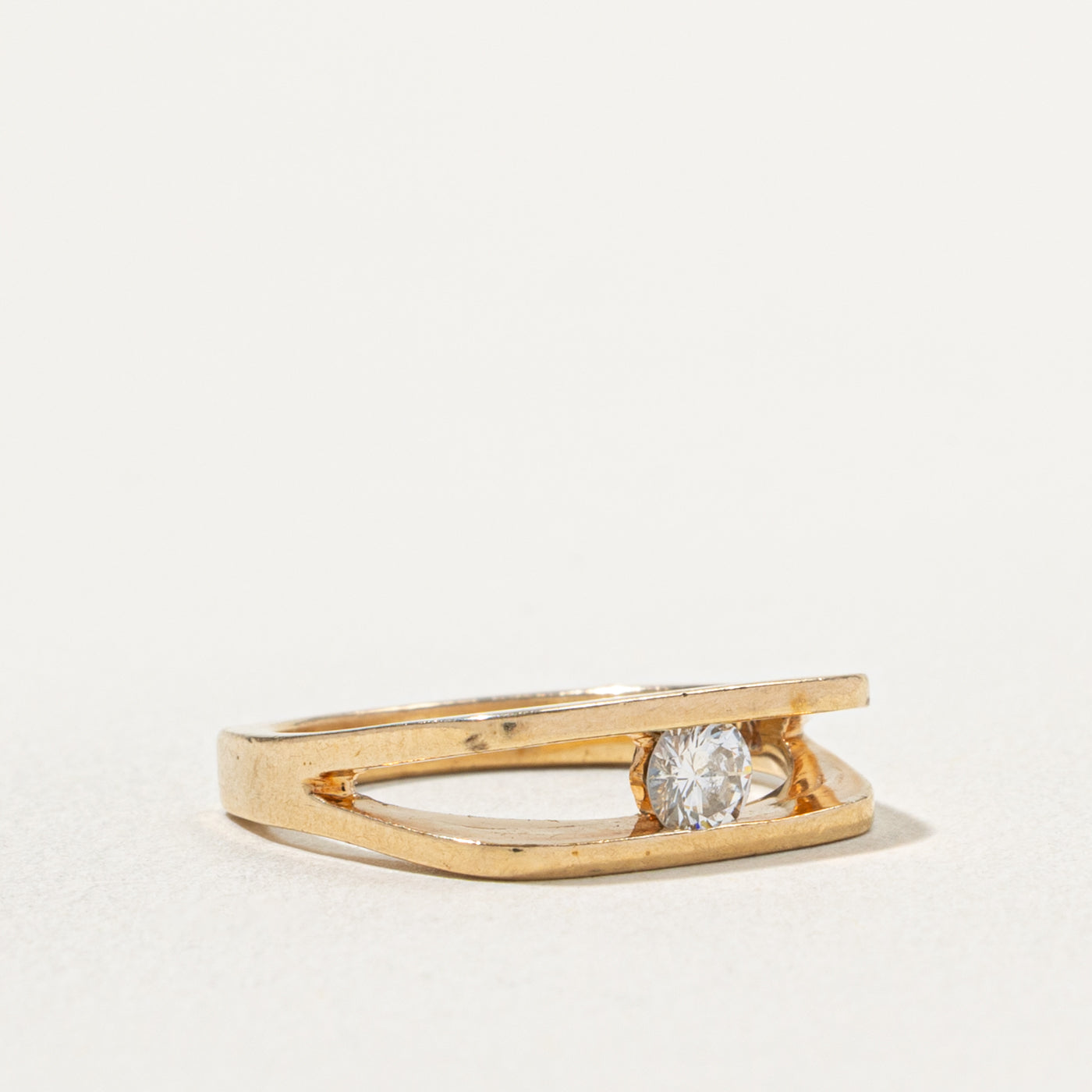 14k Tension Set Diamond Open Shank Ring | 0.21ct | SZ 6