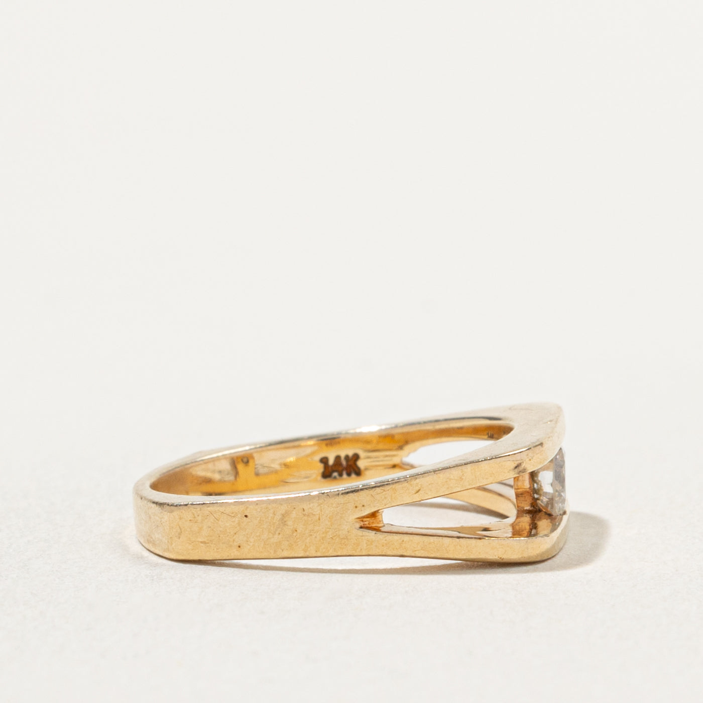 14k Tension Set Diamond Open Shank Ring | 0.21ct | SZ 6