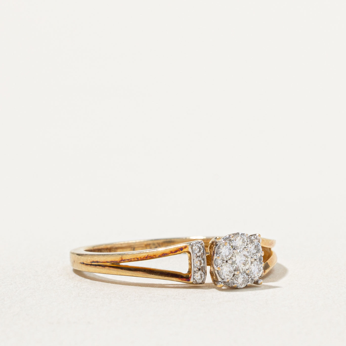 18k Diamond Cluster Open Shank Ring | 0.22ctw | SZ 6.5