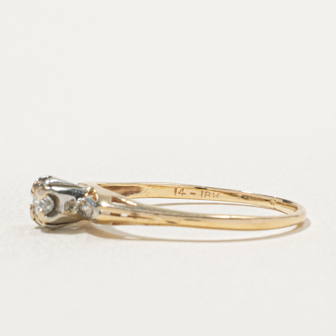 'Courtship' Illusion Set Diamond Textured Ring | 0.21ctw | SZ 8.75