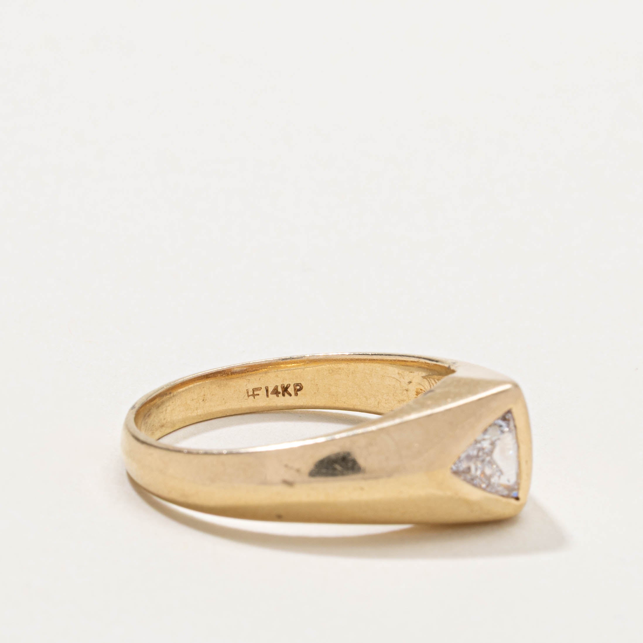 14k Trillion Cut Diamond Dome Ring | 0.50ct VS2 G/H | SZ 11