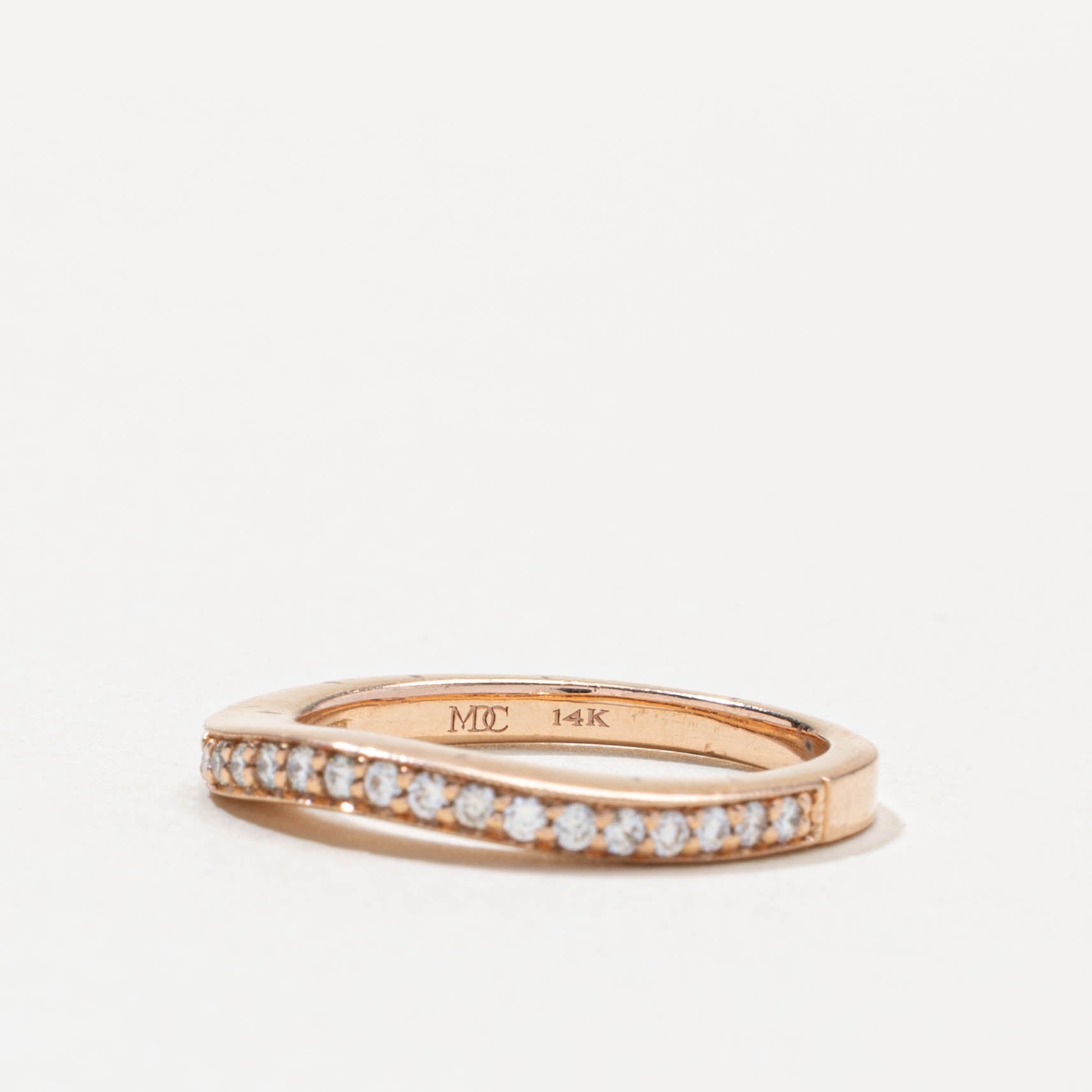 14k Semi-Eternity Diamond Chevron Ring | 0.25ctw | SZ 5.5