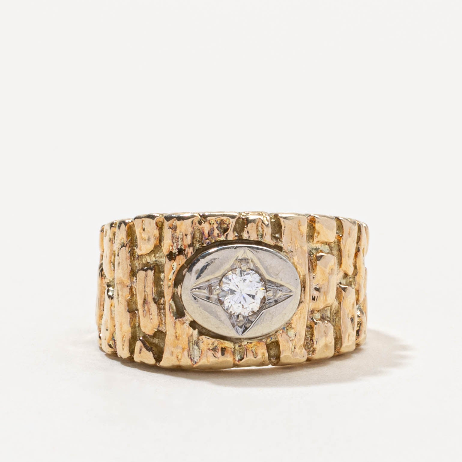 14k Star Set Diamond Textured Cocktail Ring | 0.17ct | SZ 6.75