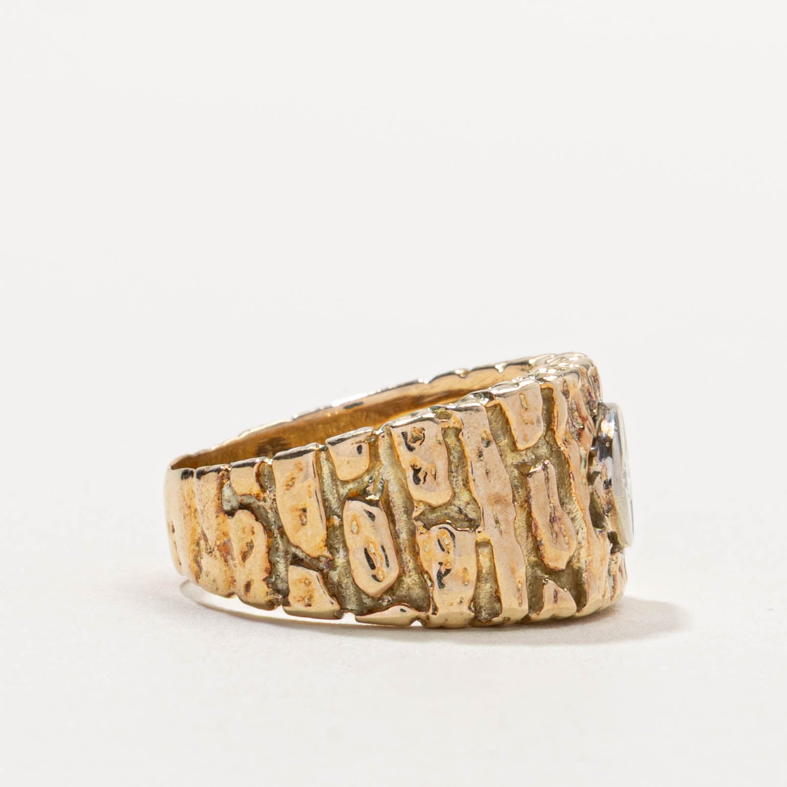 14k Star Set Diamond Textured Cocktail Ring | 0.17ct | SZ 6.75
