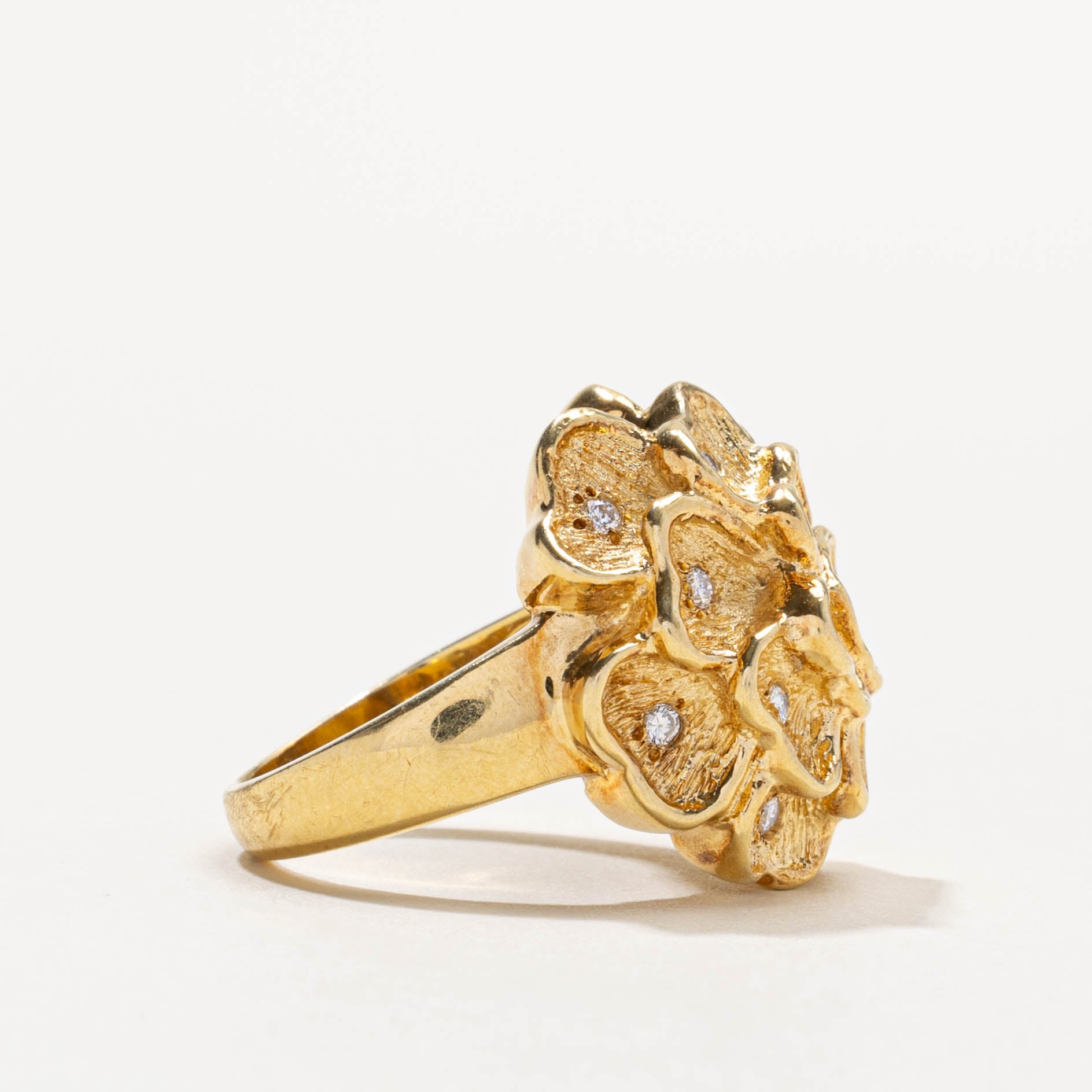 18k Diamond Peony Flower Cocktail Ring | 0.30ctw | SZ 5.75