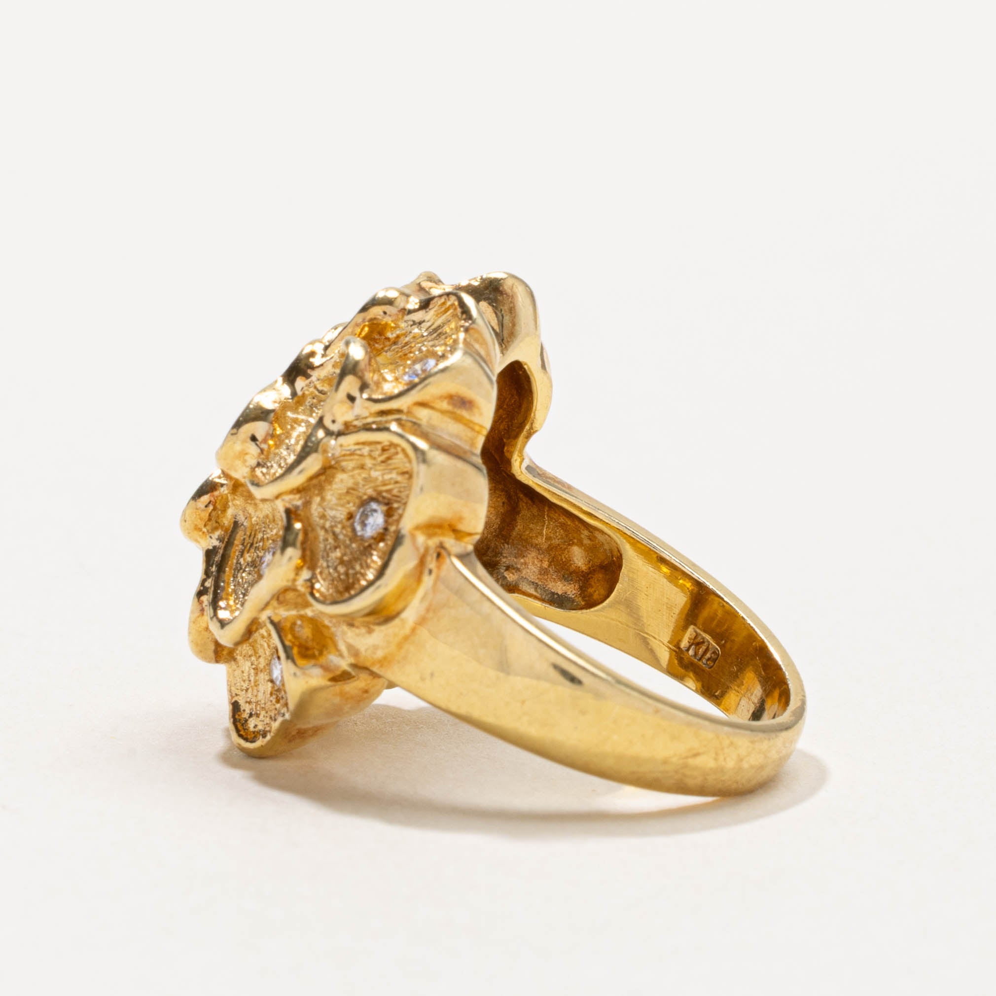 18k Diamond Peony Flower Cocktail Ring | 0.30ctw | SZ 5.75