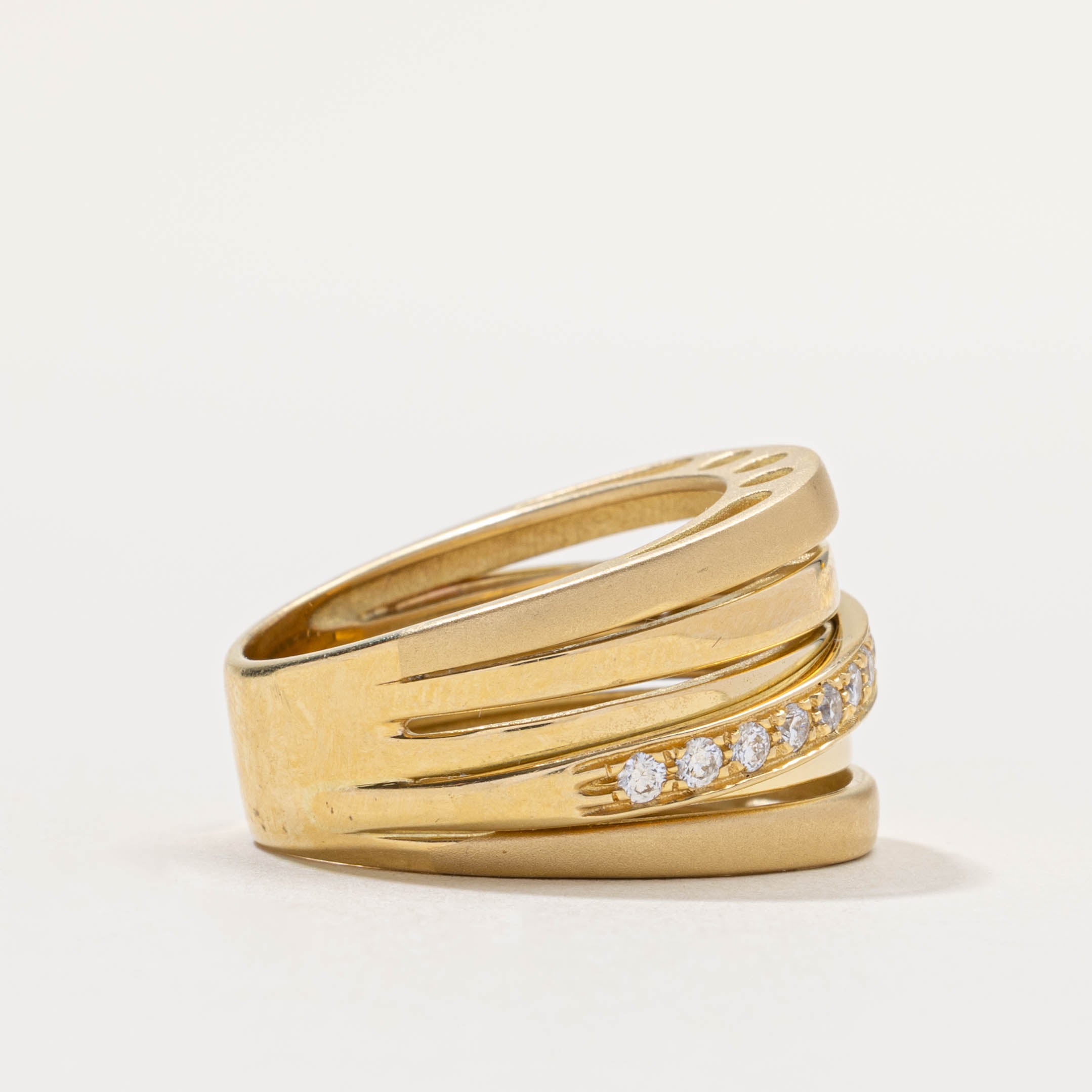 18k Diamond Diagonal Coiled Dome Ring | 0.51ctw | SZ 10