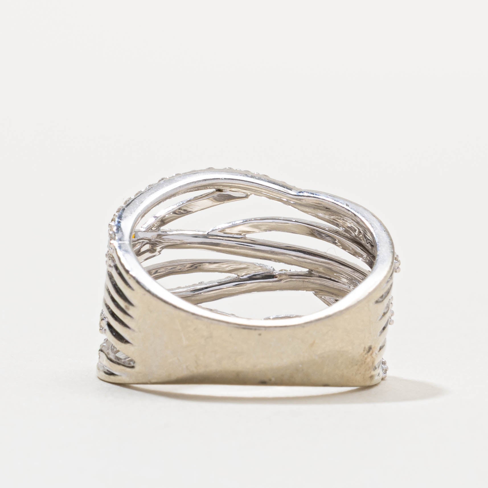 10k Multi Row Diamond Crossover Ring | 1.00ctw | SZ 7.5