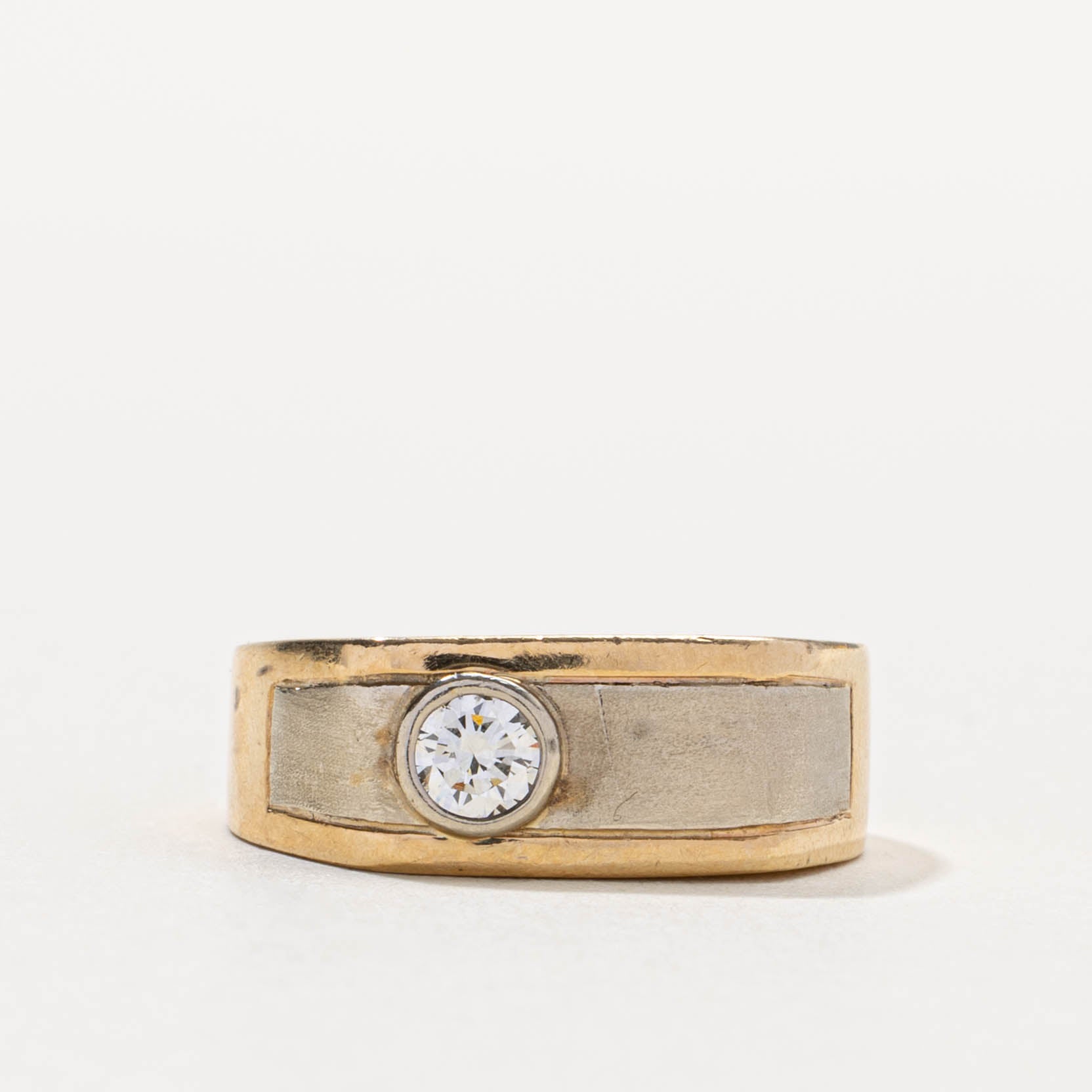 14k Two Tone Bezel Set Diamond Ring | 0.25ct | SZ 7