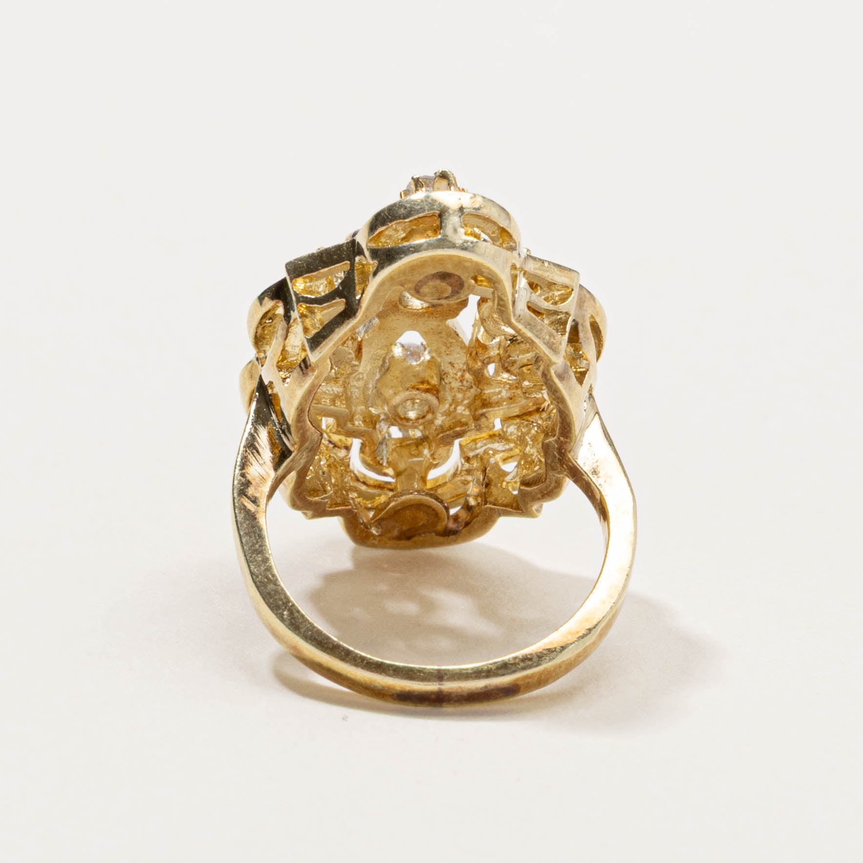 14k Diamond Black Enamel Cocktail Ring | 0.25ctw | SZ 3.75