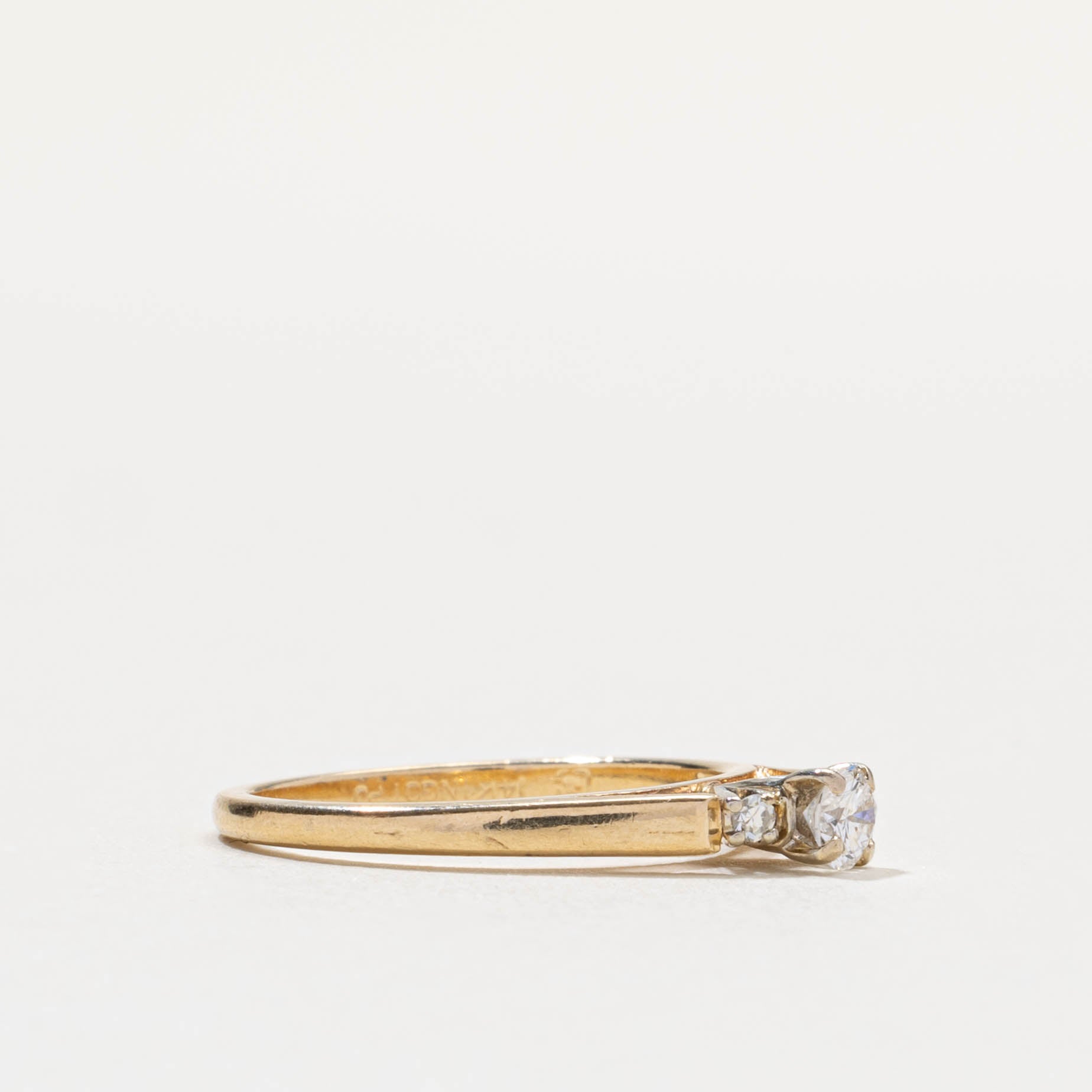 14k Diamond Accented Plain Ring | 0.21ctw | SZ 6.25