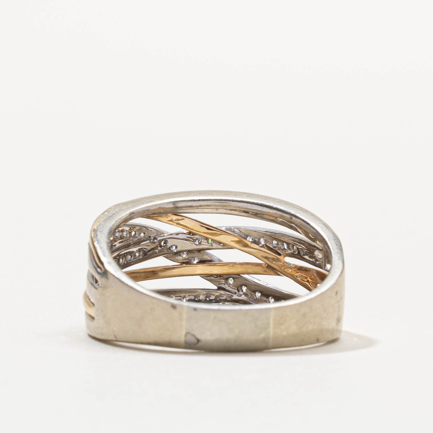 10k Multi Row Diamond Crossover Ring | 0.50ctw | SZ 9
