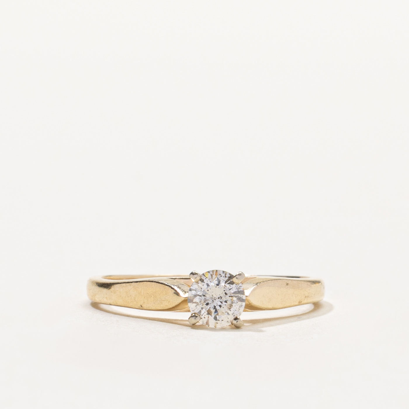 14k Solitaire Diamond Reverse Tapered Ring | 0.33ct I1 I | SZ 6.5