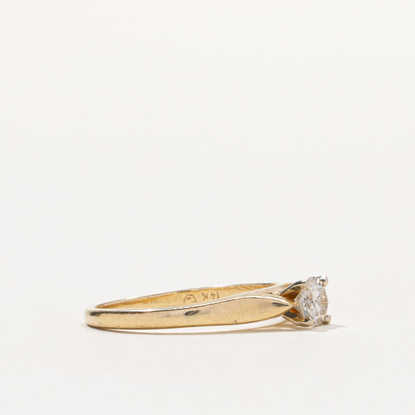 14k Solitaire Diamond Reverse Tapered Ring | 0.33ct I1 I | SZ 6.5