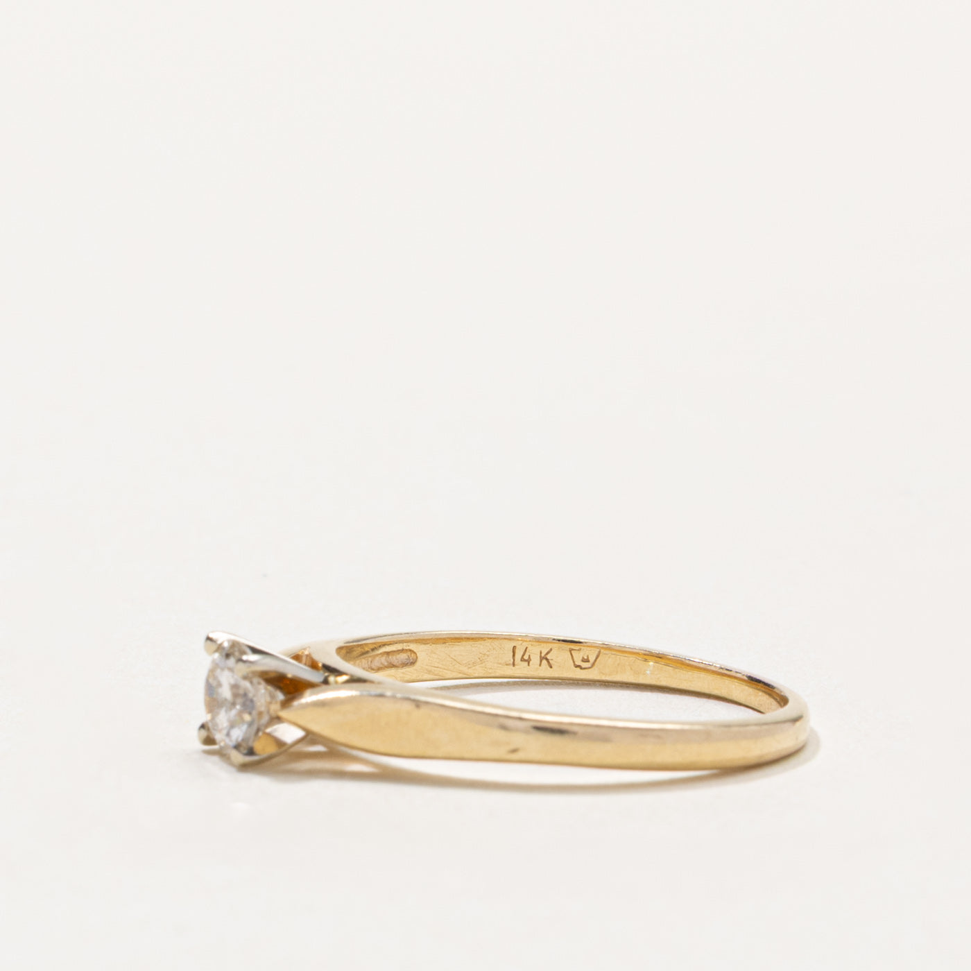 14k Solitaire Diamond Reverse Tapered Ring | 0.33ct I1 I | SZ 6.5