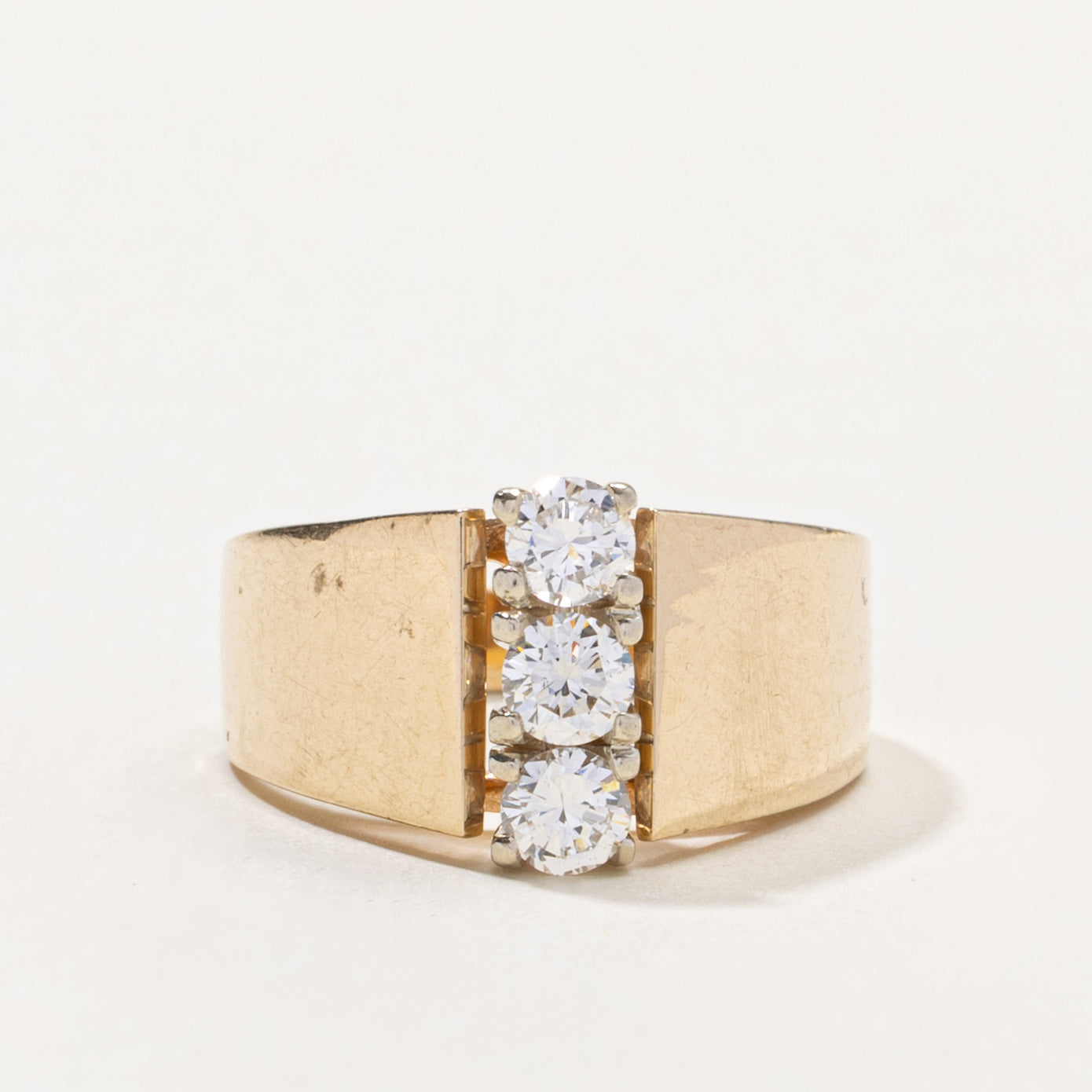 14k Three Stone Diamond Column Ring | 0.50ctw | SZ 5.75