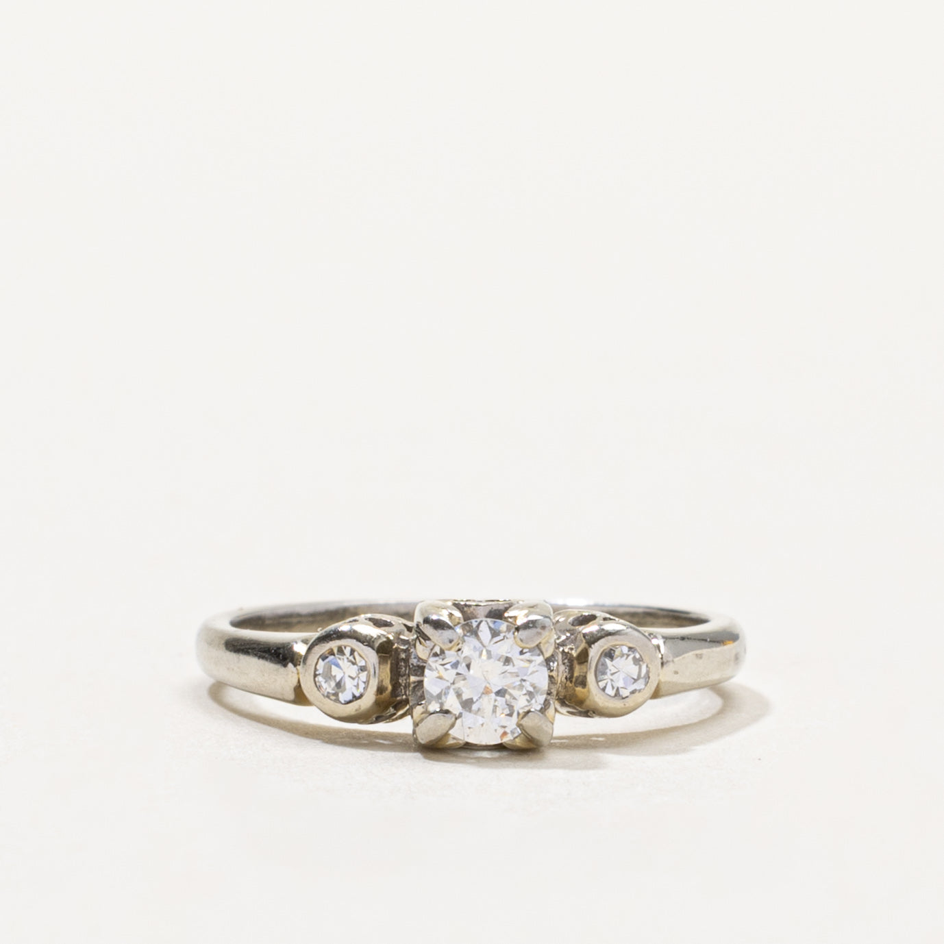 18k Transitional Cut Diamond Three Stone Ring | 0.25ctw | SZ 4