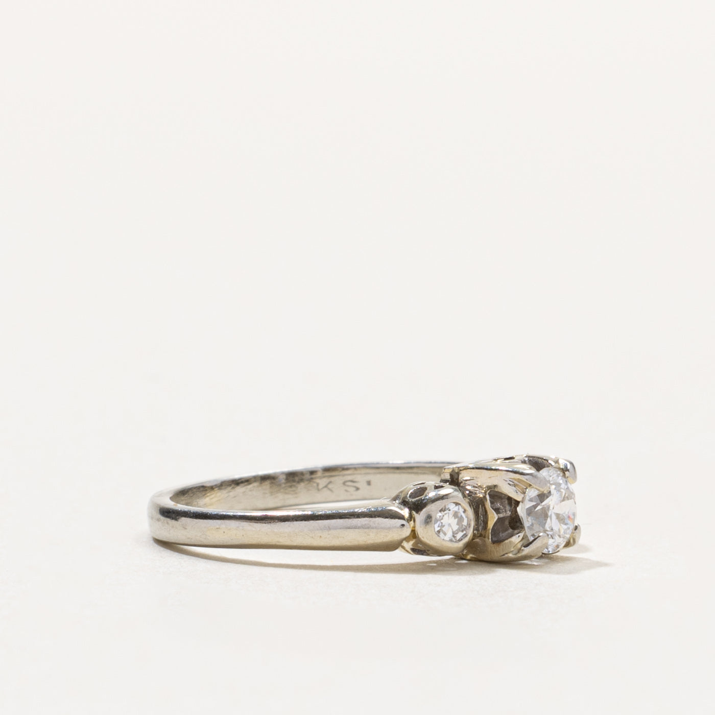 18k Transitional Cut Diamond Three Stone Ring | 0.25ctw | SZ 4