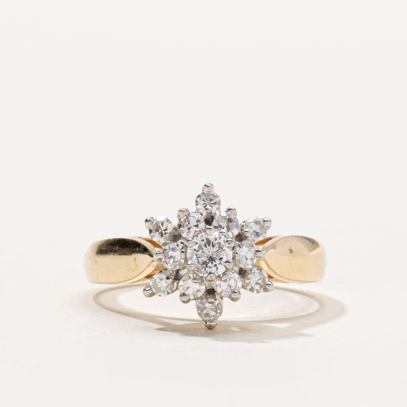 14k Diamond Petal Cluster Reverse Tapered Ring | 0.45ctw | SZ 5.75