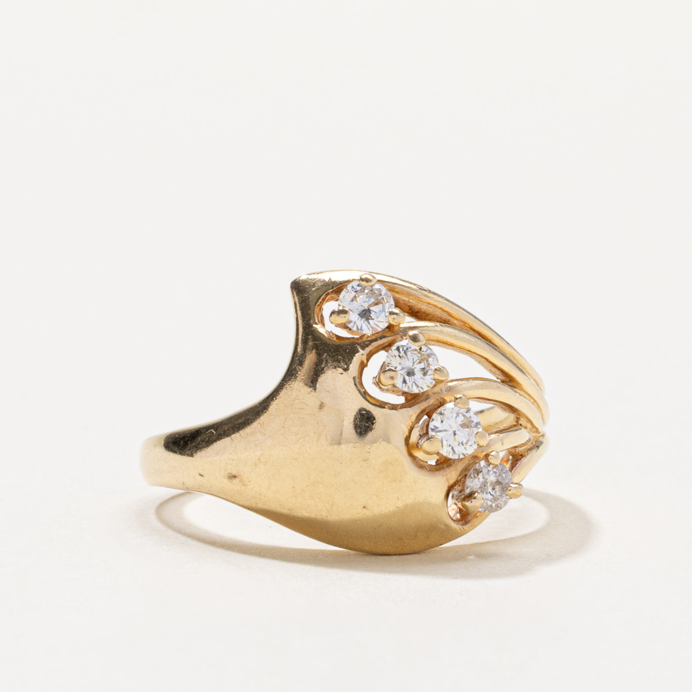 14k Diamond Abstract Comet Dome Ring | 0.40ctw | SZ 7.75