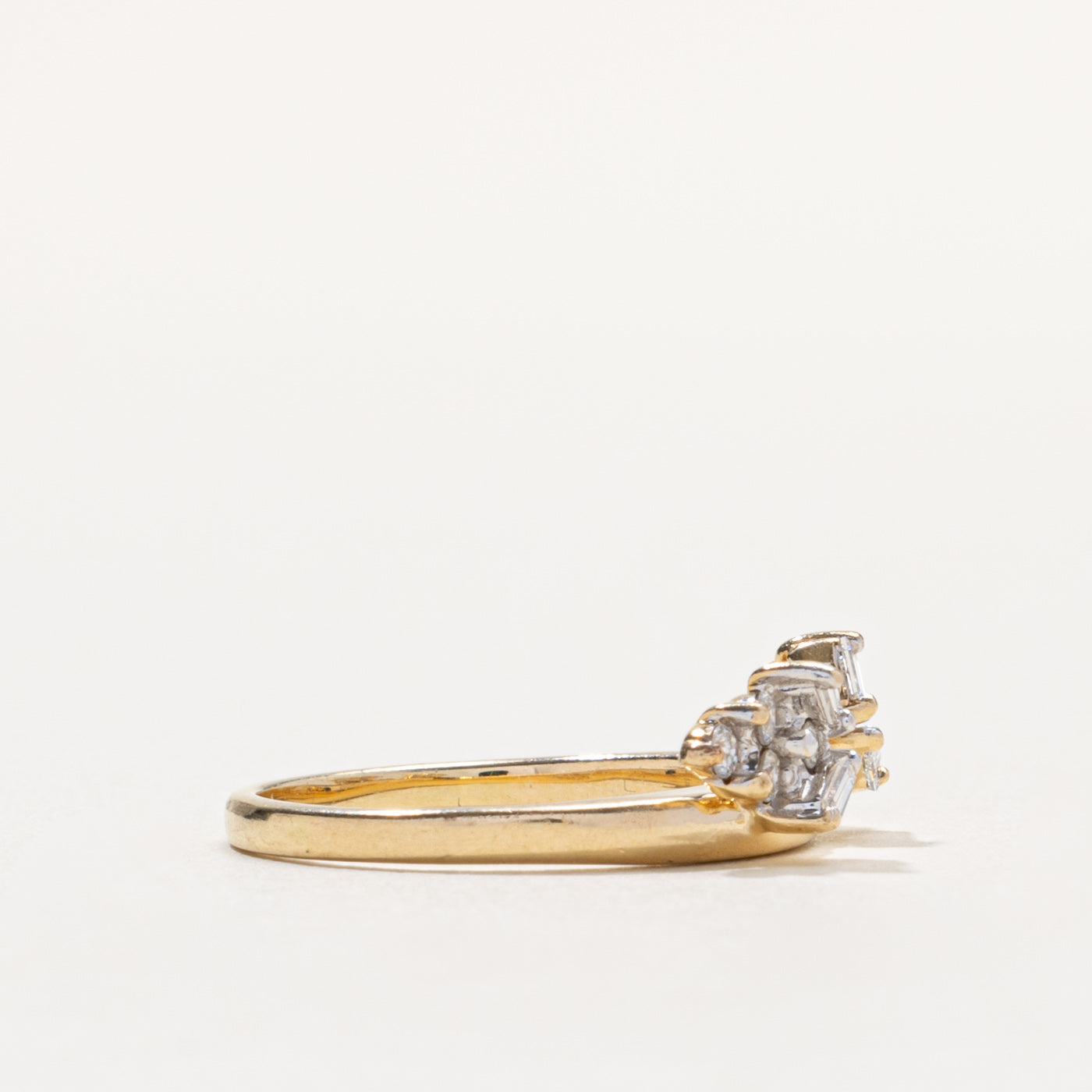 14k Diamond Leaf Cluster Contour Ring | 0.21ctw | SZ 5.5