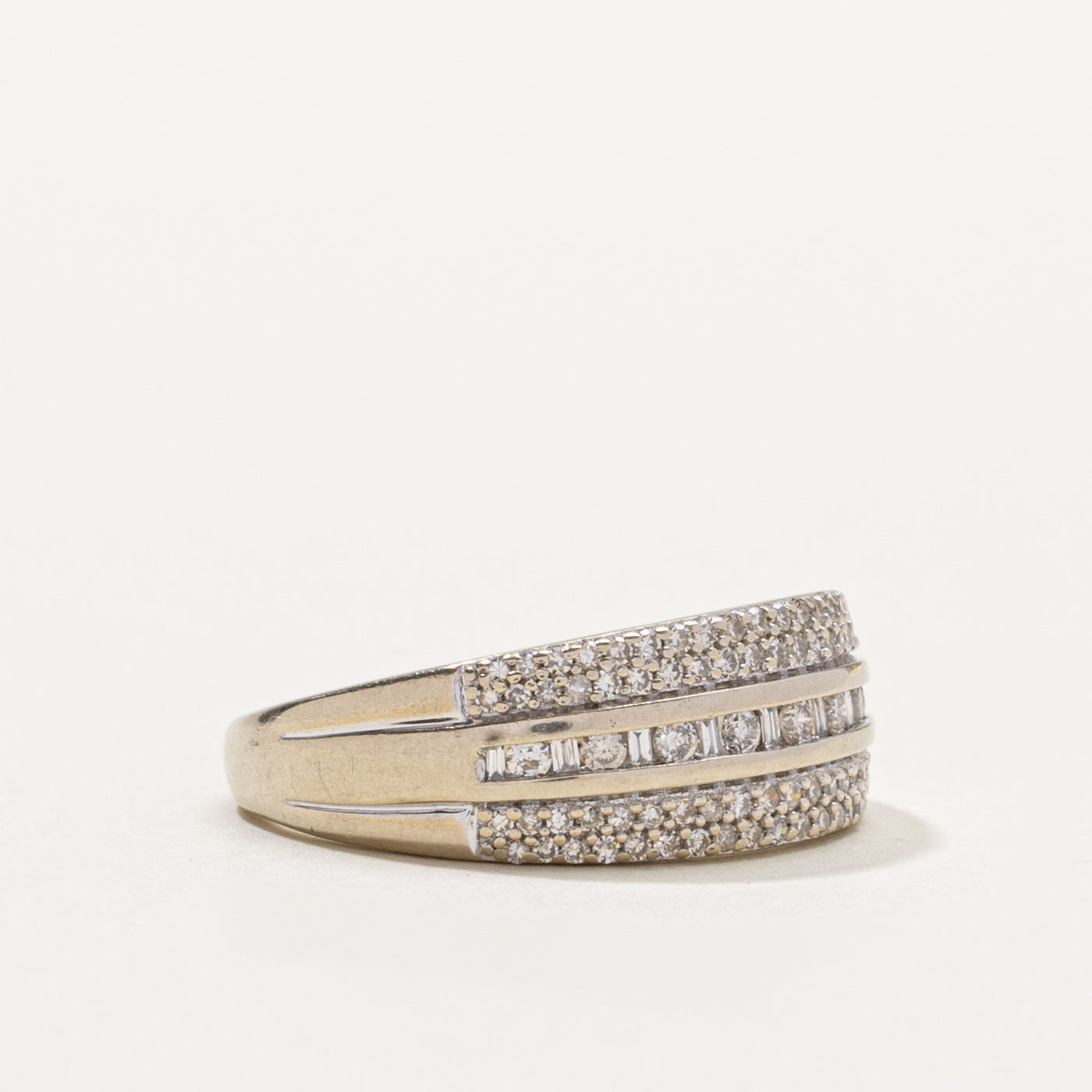 10k Channel Set Diamond Multi Row Ring | 0.50ctw | SZ 7.5